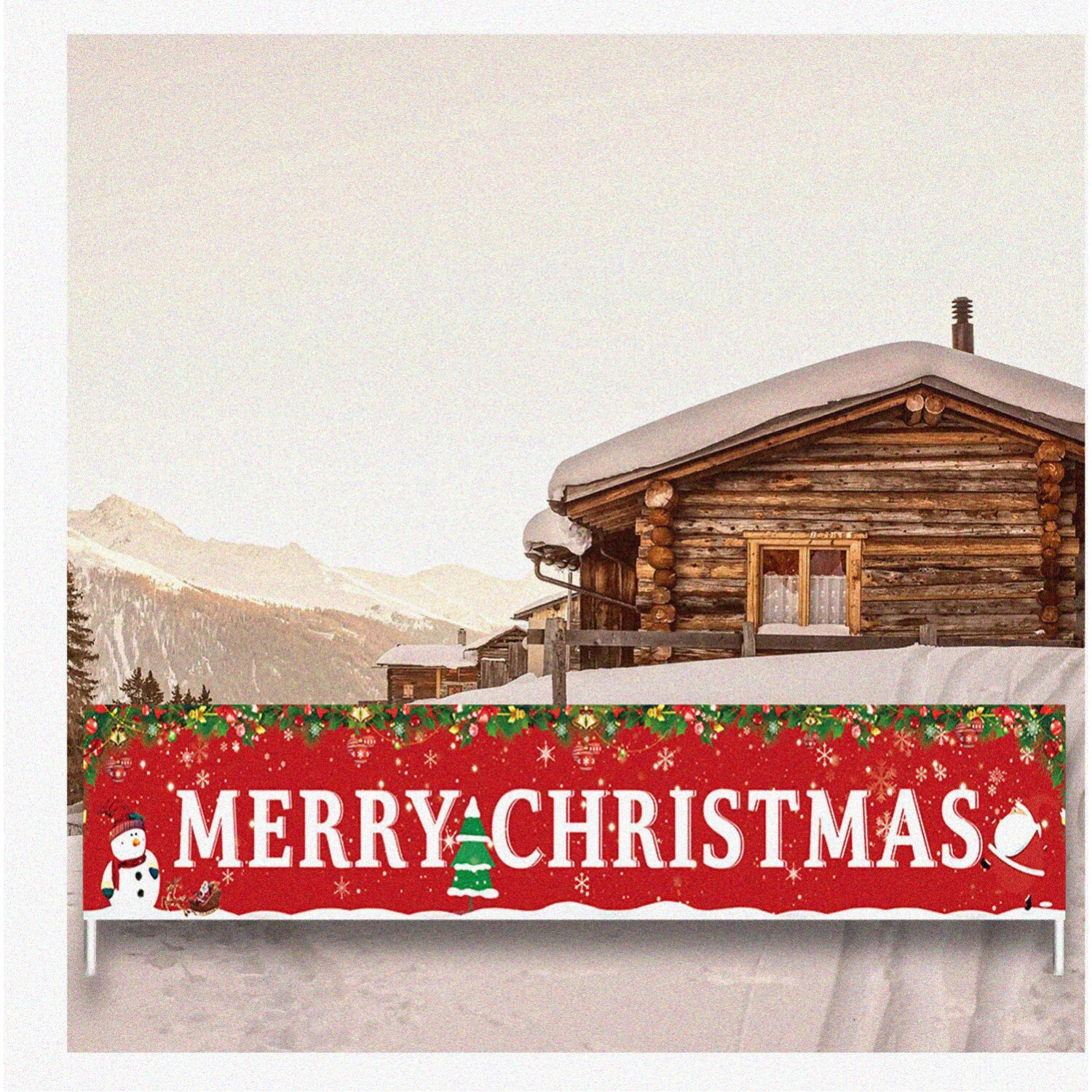MerryXmas Mega Banner - Festive Outdoor & Indoor Hanging Decor for Xmas Home Party & Tree - Huge Xmas Sign & Decoration