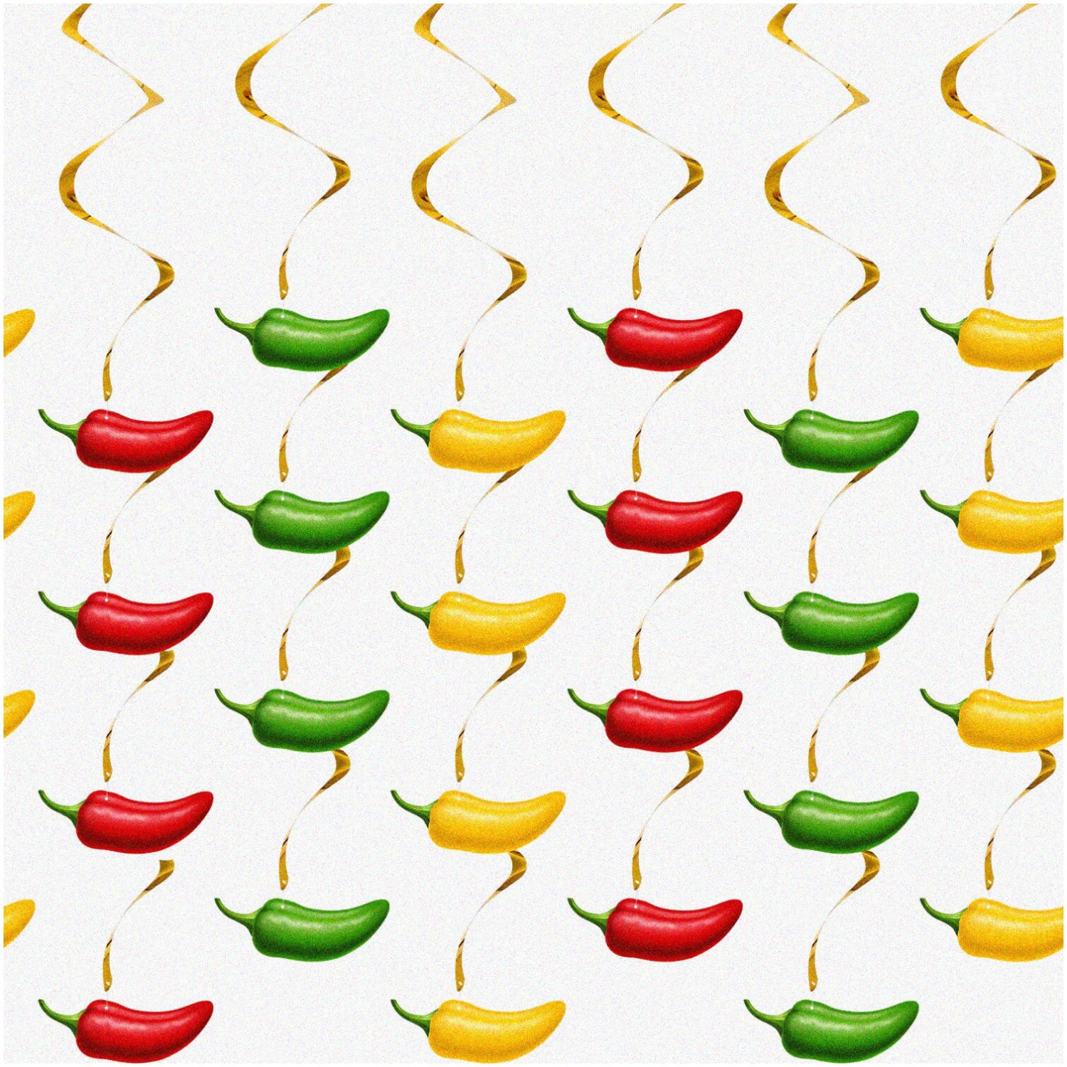 Spicy Fiesta Whirls - Vibrant Chili Pepper Decorations for Cinco de Mayo & Mexican Party - Spiral Hanging Streamers in Red, Yellow, Green - 30 Pieces