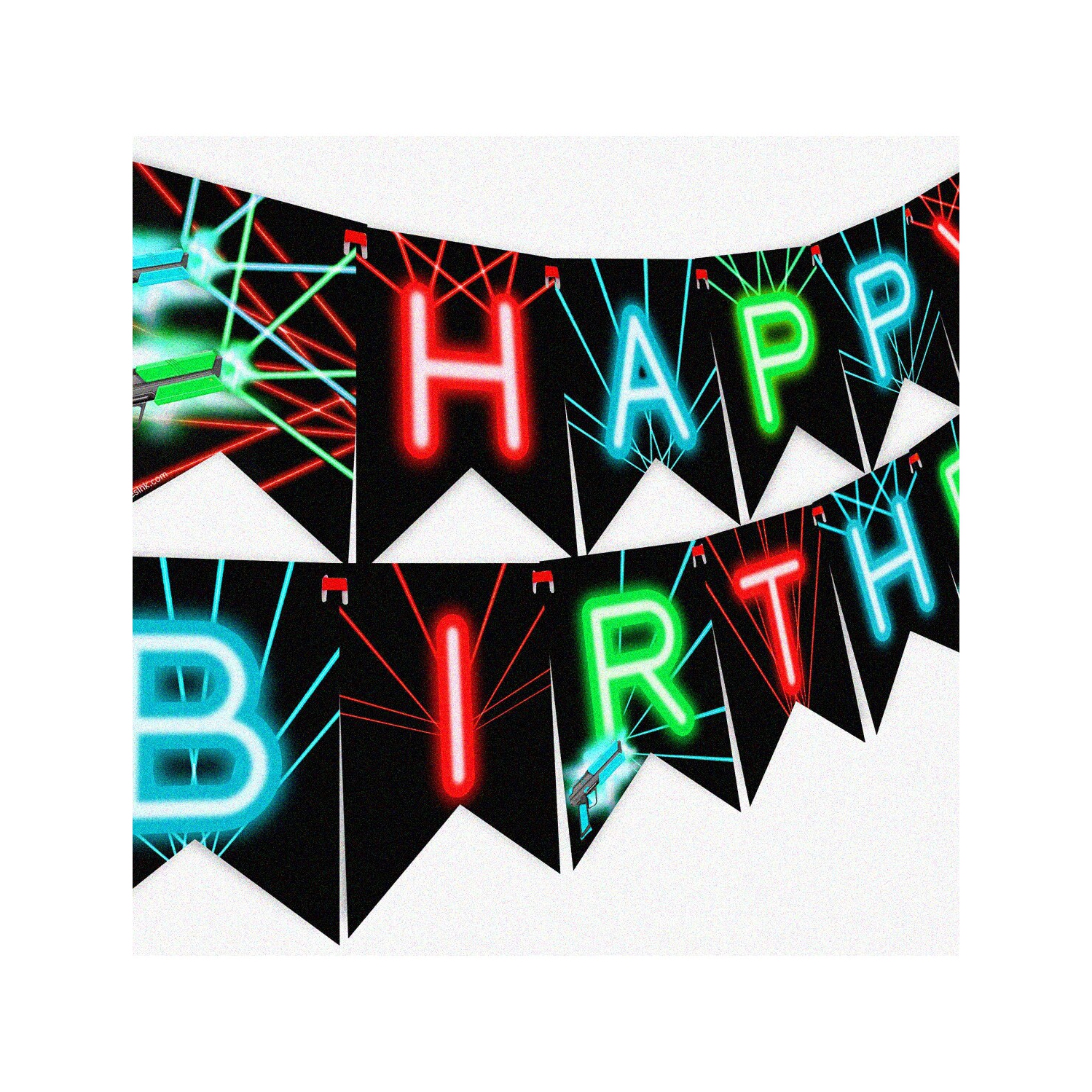 Laser Tag Blast Party Kit - Vibrant Decorations, Happy Birthday Banner, Pennant Flags - Ultimate Laser Tag Party Supplies