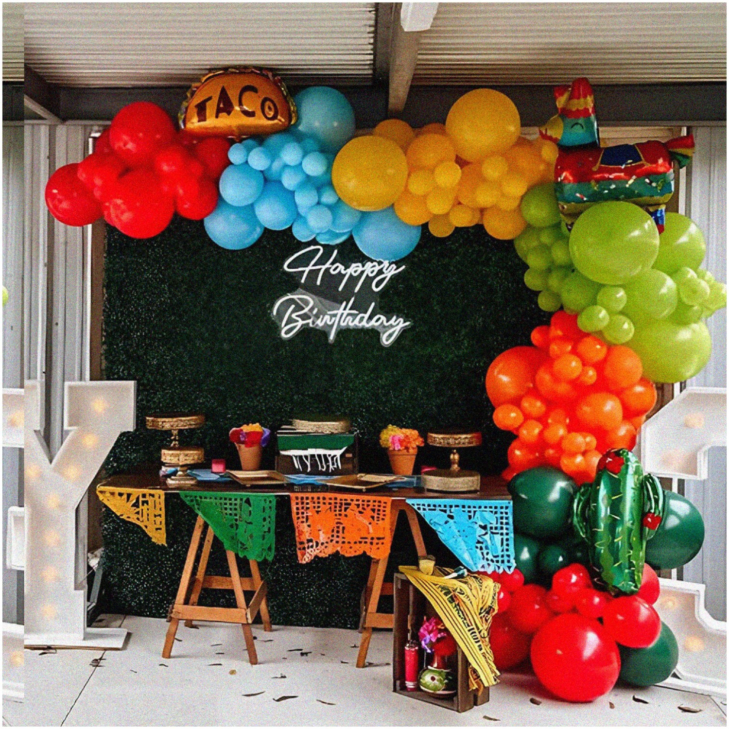 Fiesta Fiesta: 168PCS Balloon Garland Arch Kit - Cactus, Llama, Taco Twosday F Balloons for Cinco De Mayo & Birthday Party Decorations