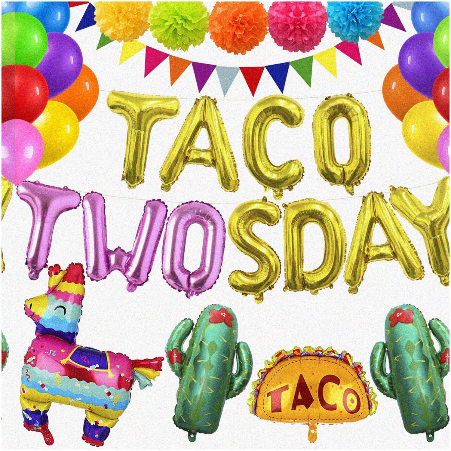 Fiesta Fun 2nd Birthday Party Pack - Taco Twosday Decorations, Banner, Balloons, Mexican Fiesta Theme - Cinco De Mayo Celebration Essentials