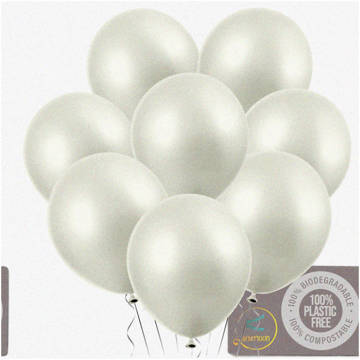 EcoPearl Mini Balloons - 100 pcs Biodegradable, Pearlized White 5 Inch, Extra Strong Latex Helium Float. Perfect for Gender Reveal, Wedding, Birthday Party!