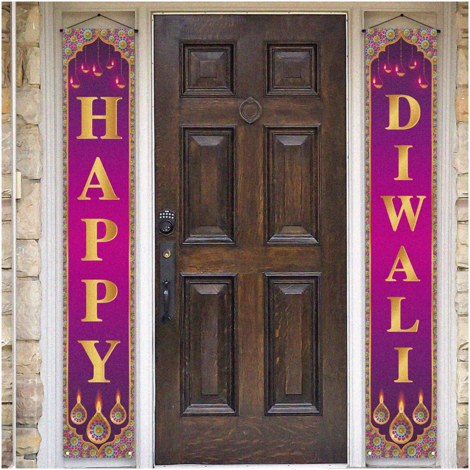 Luminous Diwali Delight Porch Banner - Festive Deepavali Lights for Holiday Party, Front Door Wall Hanging Decoration