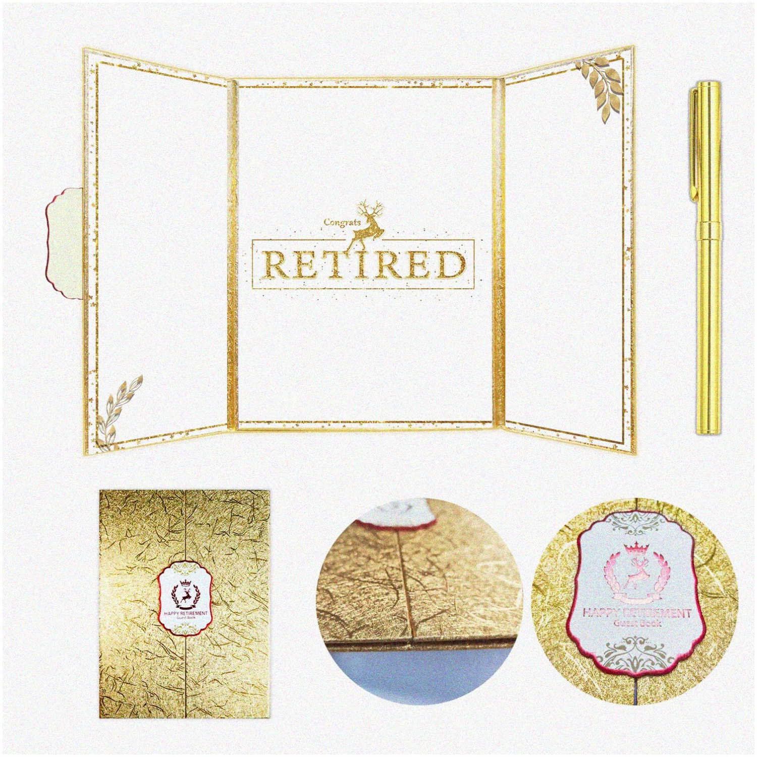 Retirement Revelry Kit: Tri-fold Decorations, Writable Guest Book, Farewell Cards & Gifts for Women - Happy Retirement Party Supplies