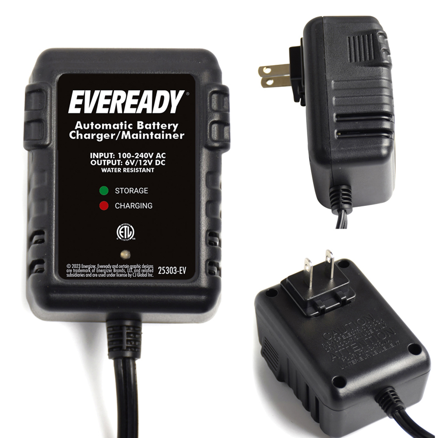 Eveready 1-amp Automatic 6-volt/12-volt Battery Charger/Maintainer - Black
