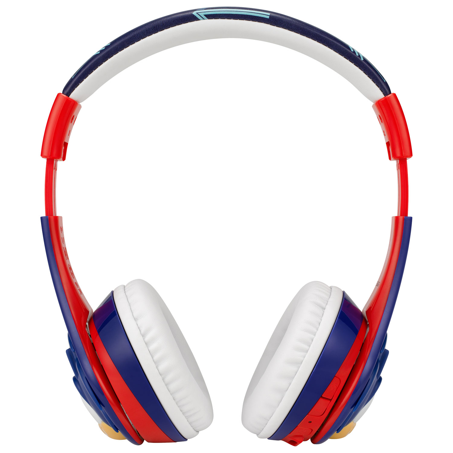 Casque d'écoute Bluetooth pour enfants Sonic de KIDdesigns avec microphone - Bleu/Rouge/Blanc
