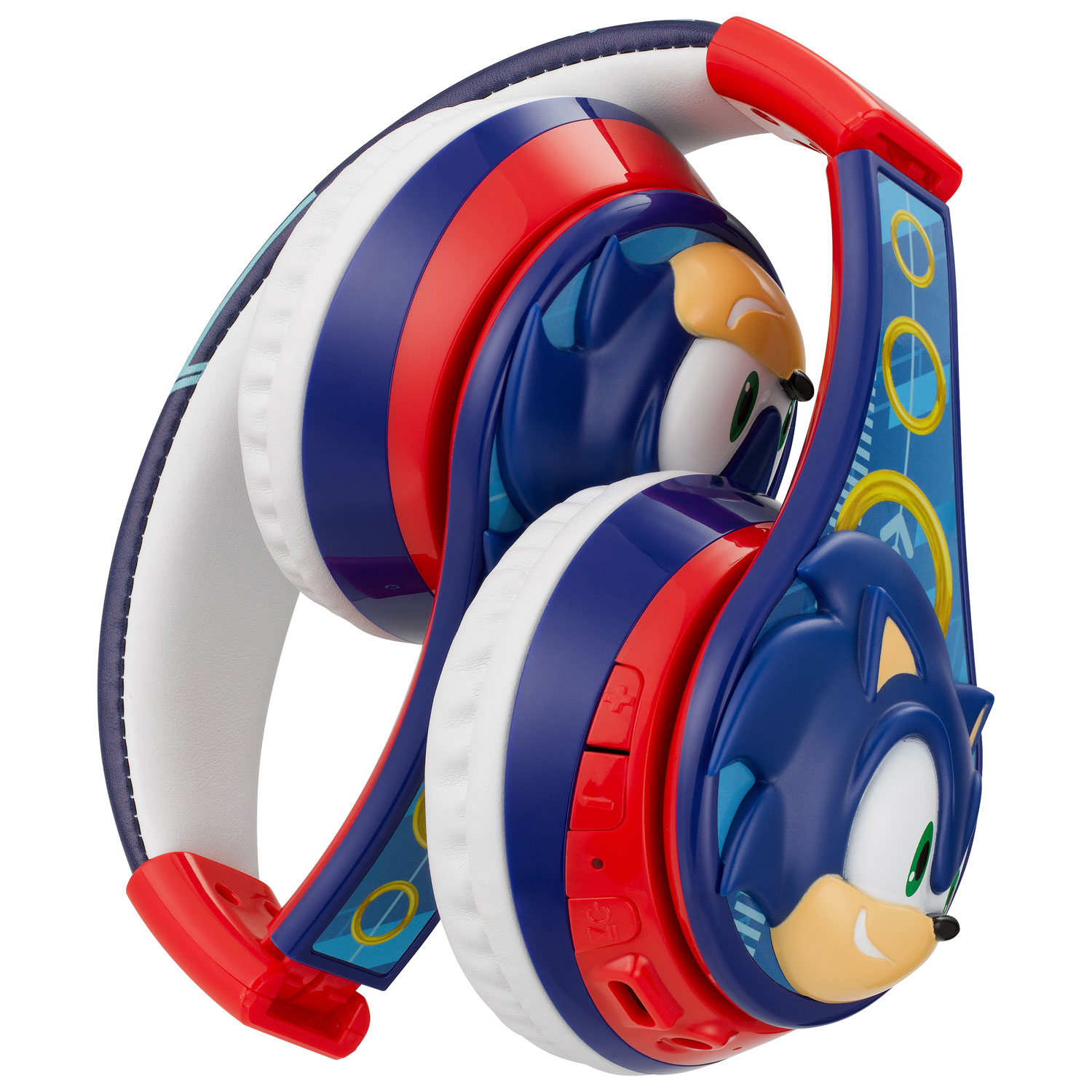 Casque d'écoute Bluetooth pour enfants Sonic de KIDdesigns avec microphone - Bleu/Rouge/Blanc