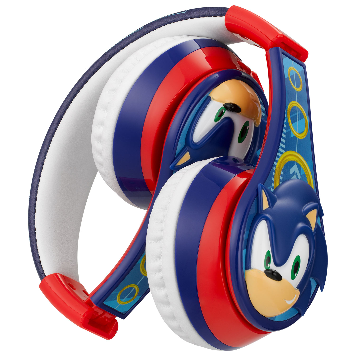 Casque d'écoute Bluetooth pour enfants Sonic de KIDdesigns avec microphone - Bleu/Rouge/Blanc
