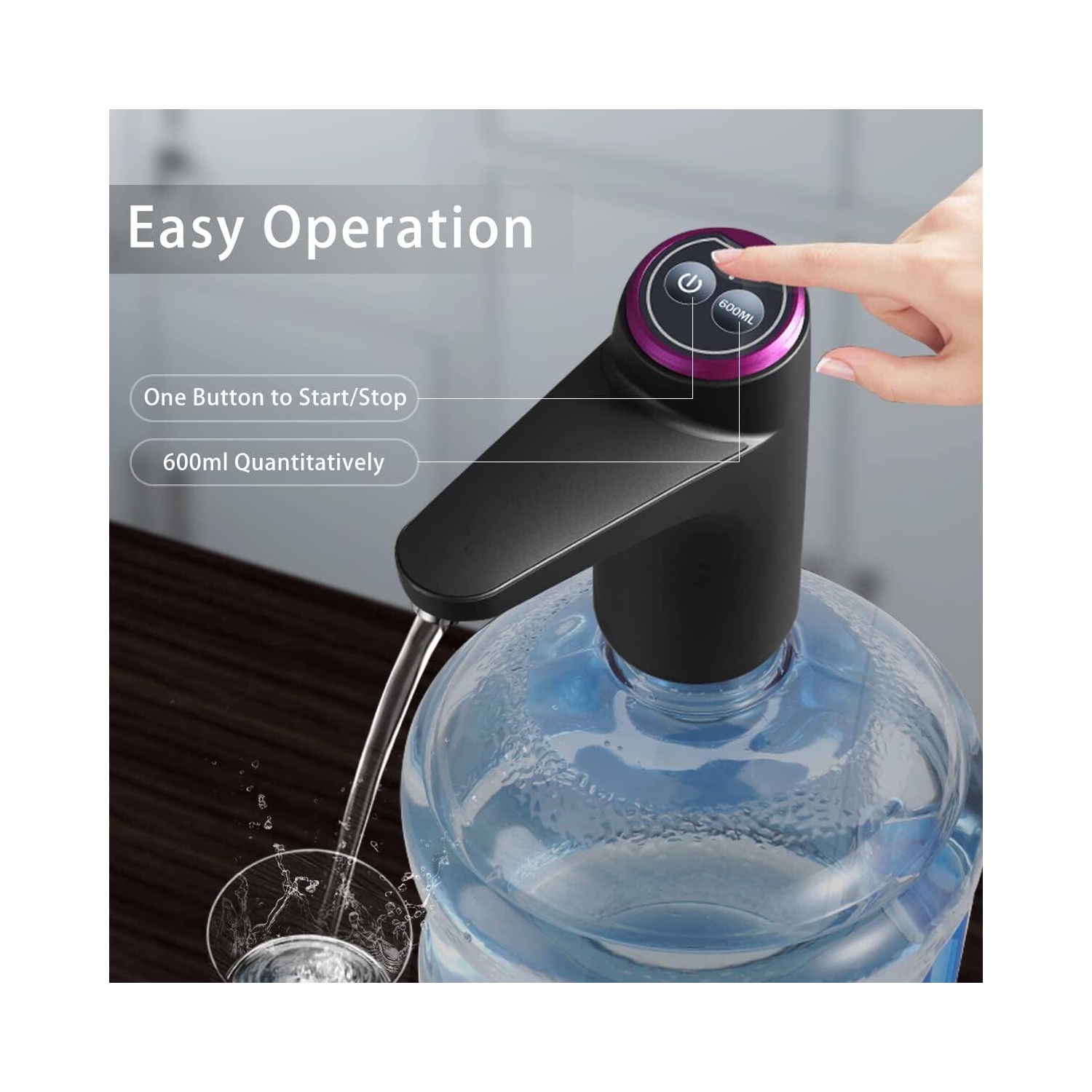 Water Dispenser for 5 Gallon Bottle, DIY Drinking Water Pump,Portable USB Charging Electric Bottle Pump,Dispenser for 2-5 Gallon Jugs, Black