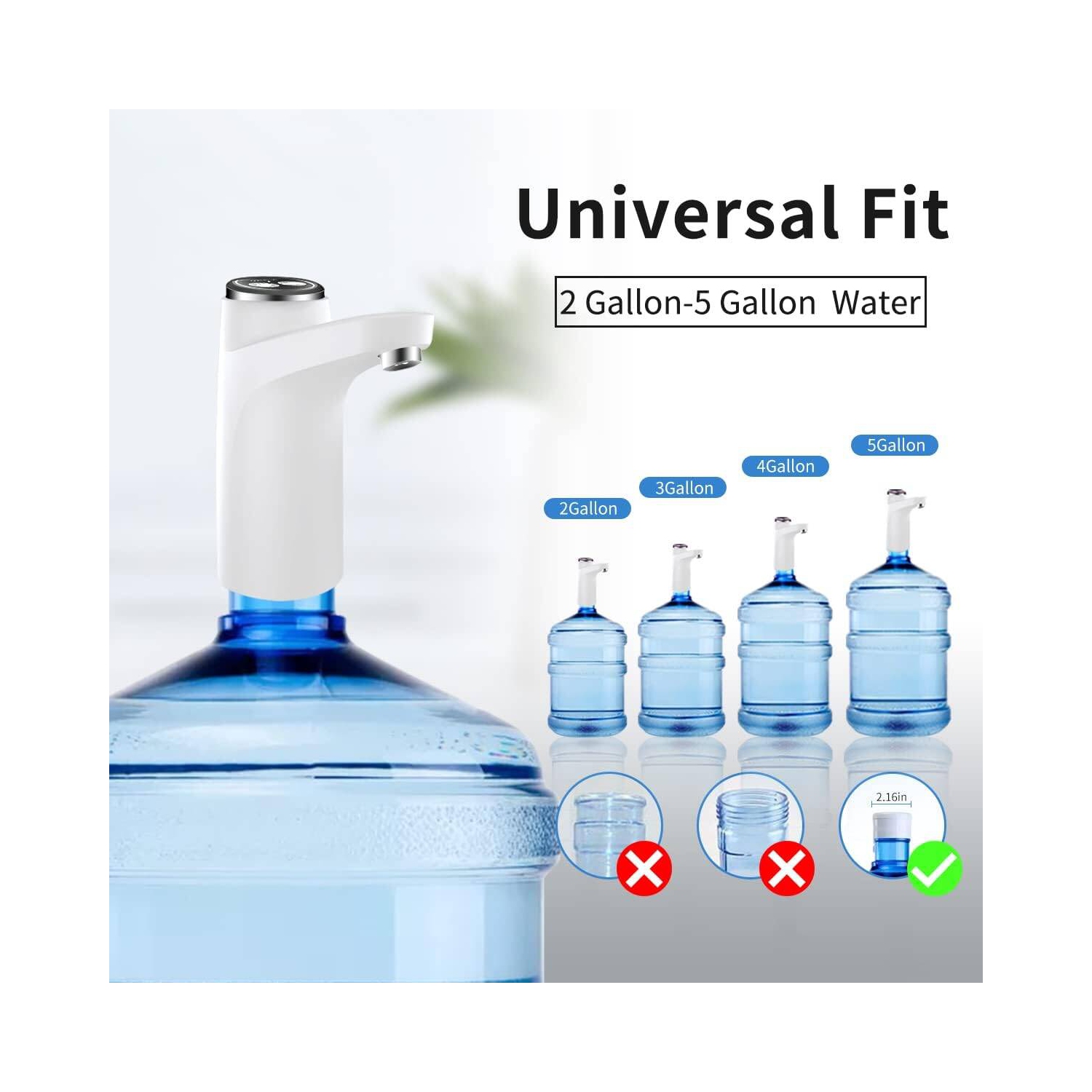 Water Dispenser for 5 Gallon Bottle, DIY Drinking Water Pump,Portable USB Charging Electric Bottle Pump,Dispenser for 2-5 Gallon Jugs, White