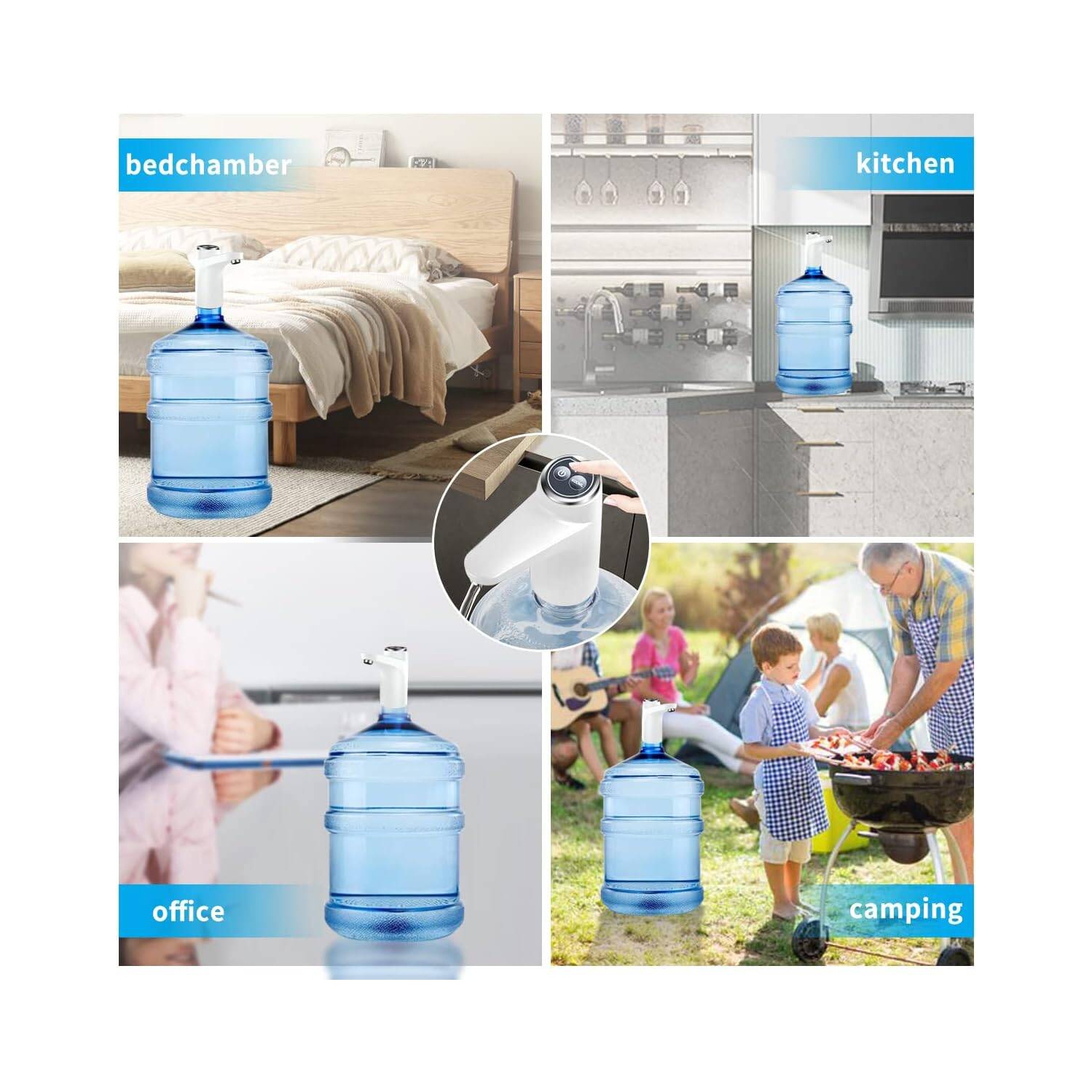 Water Dispenser for 5 Gallon Bottle, DIY Drinking Water Pump,Portable USB Charging Electric Bottle Pump,Dispenser for 2-5 Gallon Jugs, White