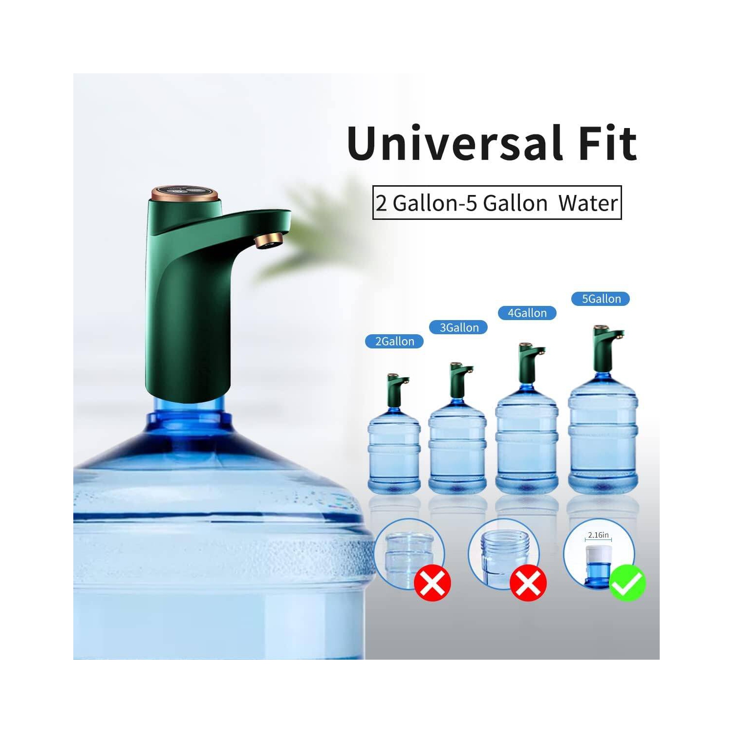 Water Dispenser for 5 Gallon Bottle, DIY Drinking Water Pump,Portable USB Charging Electric Bottle Pump,Dispenser for 2-5 Gallon Jugs, Green