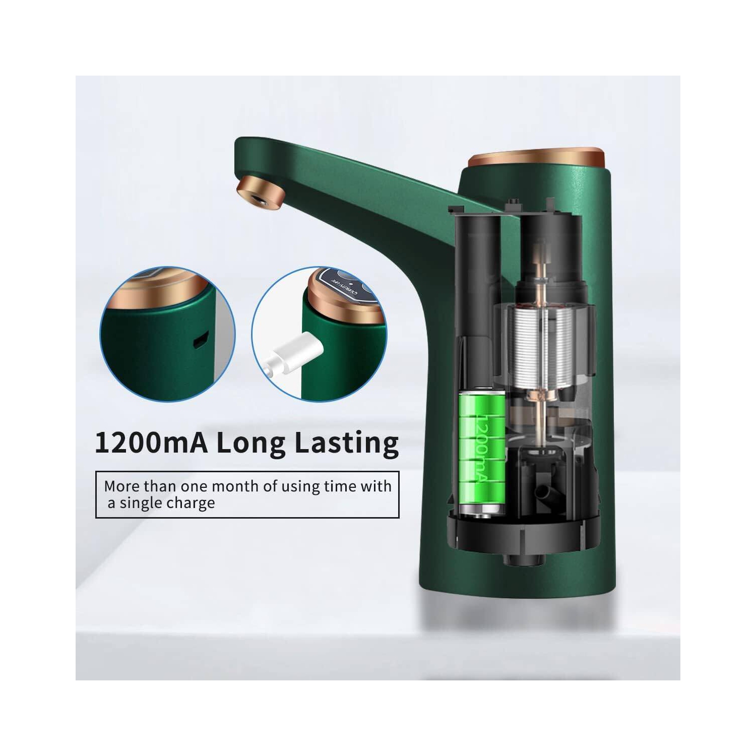 Water Dispenser for 5 Gallon Bottle, DIY Drinking Water Pump,Portable USB Charging Electric Bottle Pump,Dispenser for 2-5 Gallon Jugs, Green