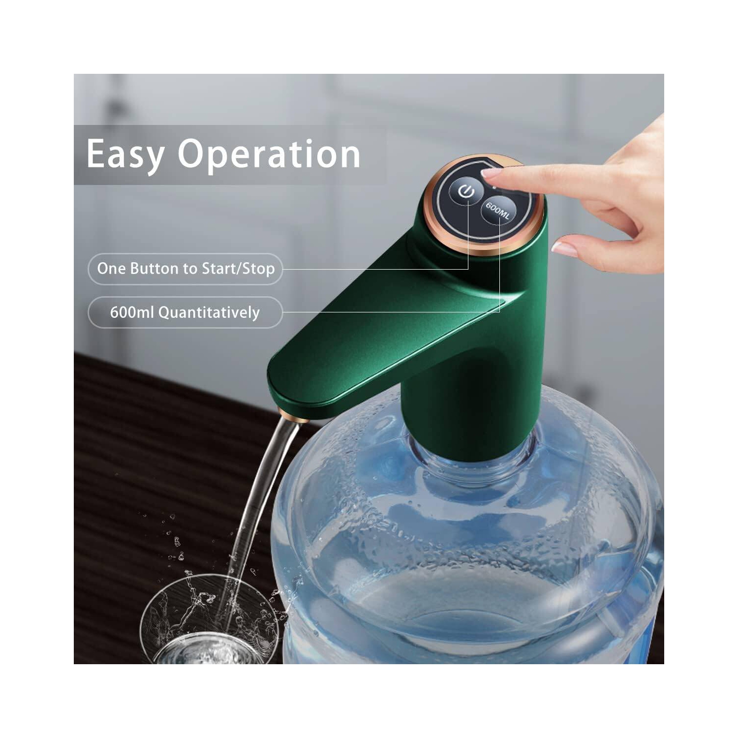 Water Dispenser for 5 Gallon Bottle, DIY Drinking Water Pump,Portable USB Charging Electric Bottle Pump,Dispenser for 2-5 Gallon Jugs, Green