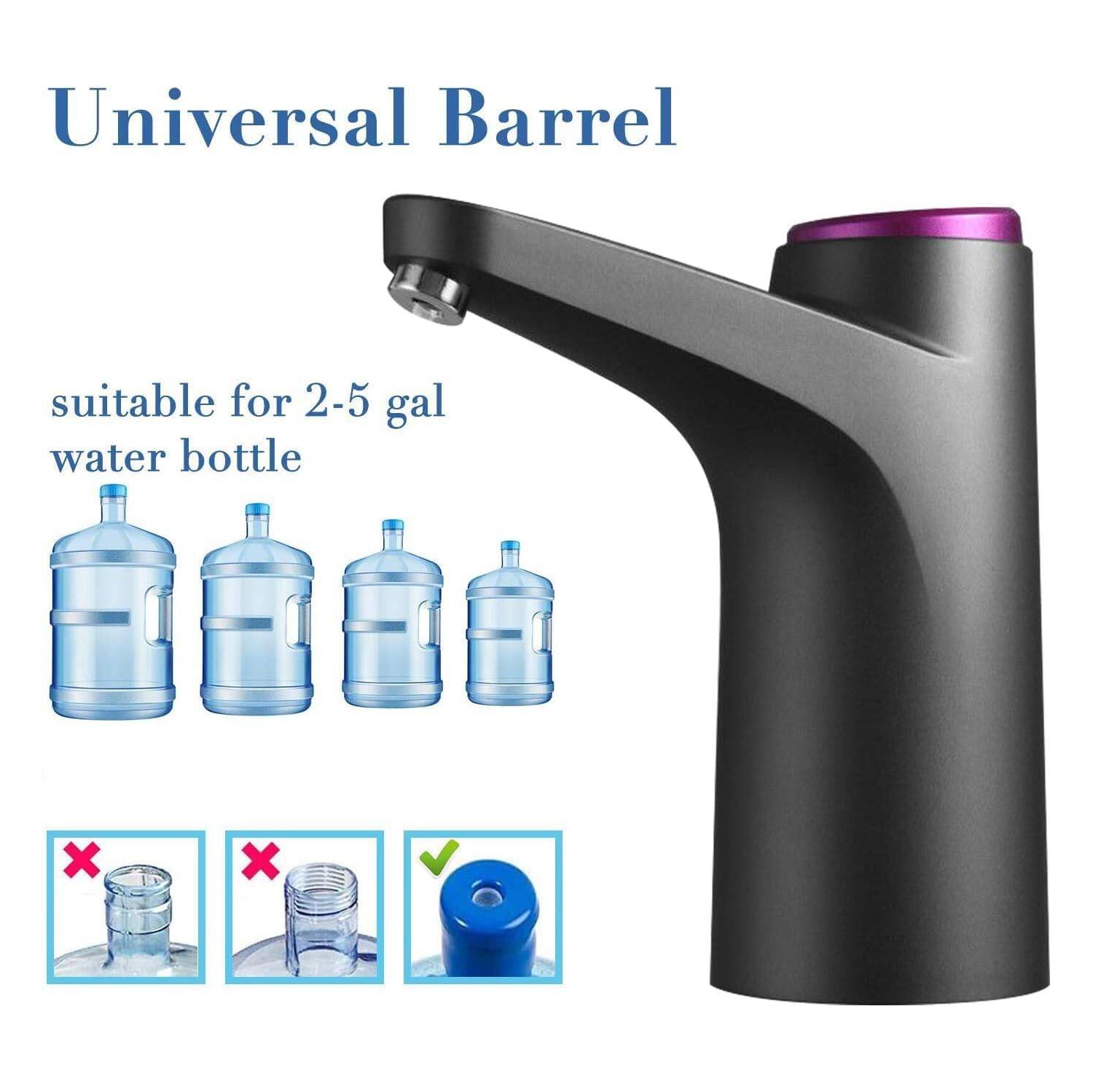 5 Gallon Water Bottle Pump, Water Bottle Dispenser for 5gl, USB Charging Automatic Drinking Water Pump, Portable Electric Water Dispenser Jug for