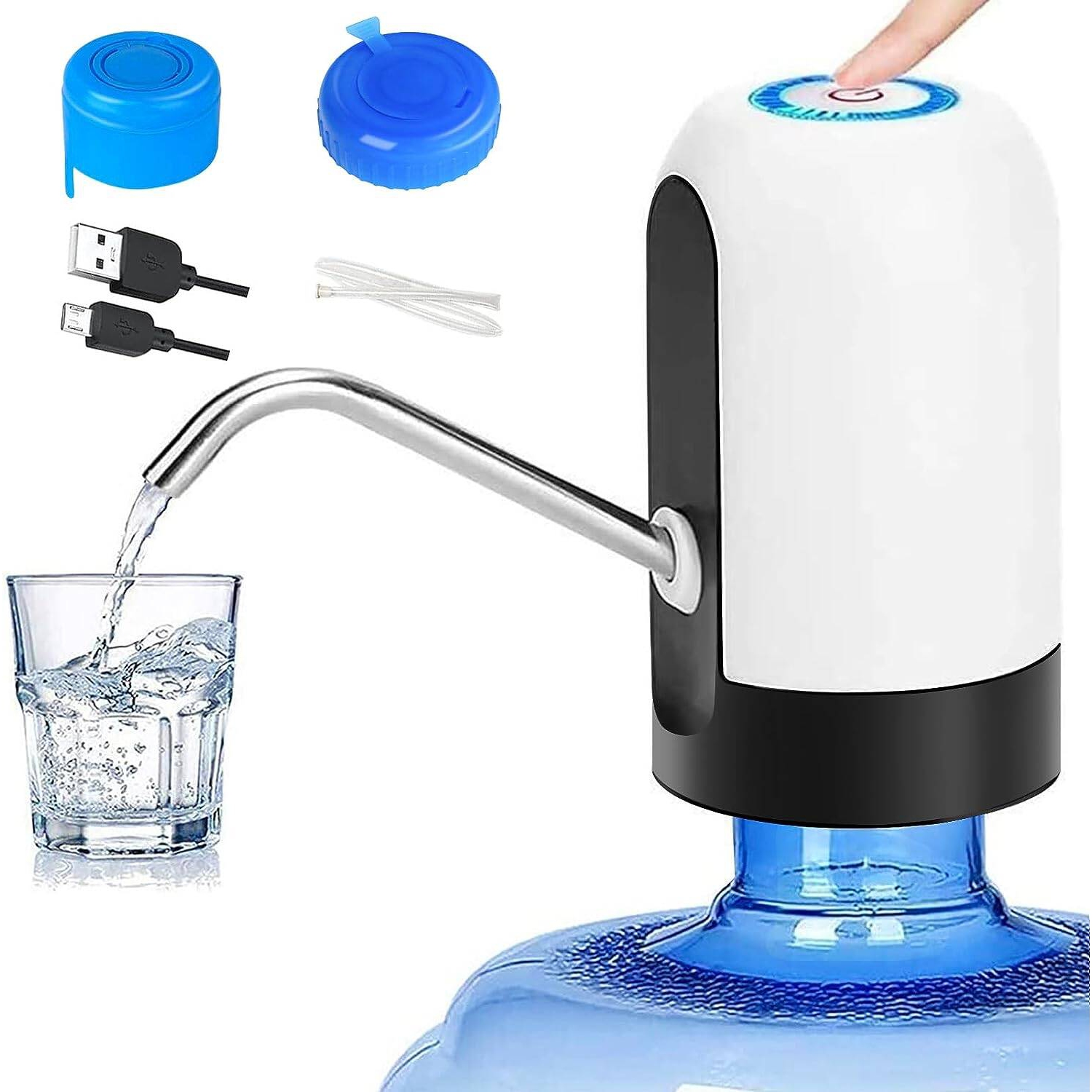 Distributeur d'eau de 5 gallons, pompe pour bidon d'eau de 5 gallons, pompe de recharge USB pour bouteille d'eau avec bouchon de bouteille