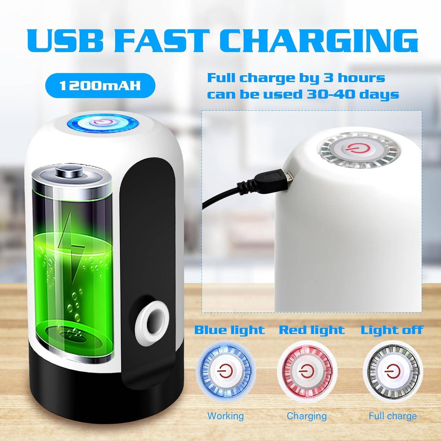 Distributeur d'eau de 5 gallons, distributeur d'eau rechargeable pour bouteille de 5 gallons à chargement par le bas, distributeur d'eau potable