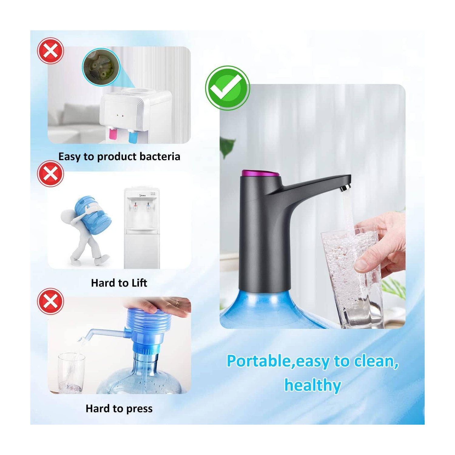 Water Dispenser, 2-5 Gallon Portable Water Bottle Pump, Electric Drinking Water Pump, Universal USB Charging Water Jug Pump for Camping, Home