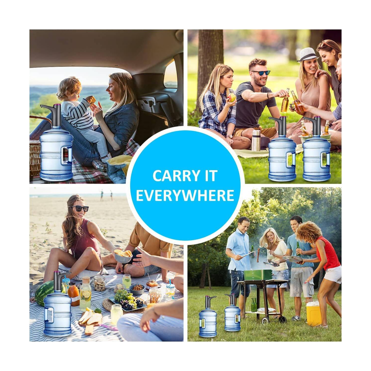 Water Dispenser, 2-5 Gallon Portable Water Bottle Pump, Electric Drinking Water Pump, Universal USB Charging Water Jug Pump for Camping, Home