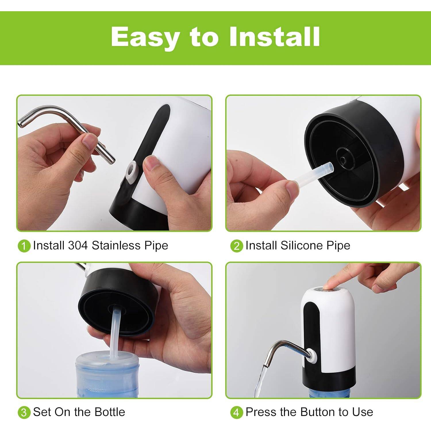 Distributeur d'eau de 5 gallons, pompe à eau potable électrique, pompe à bouteille d'eau automatique portative pour le camping blanc à la maison