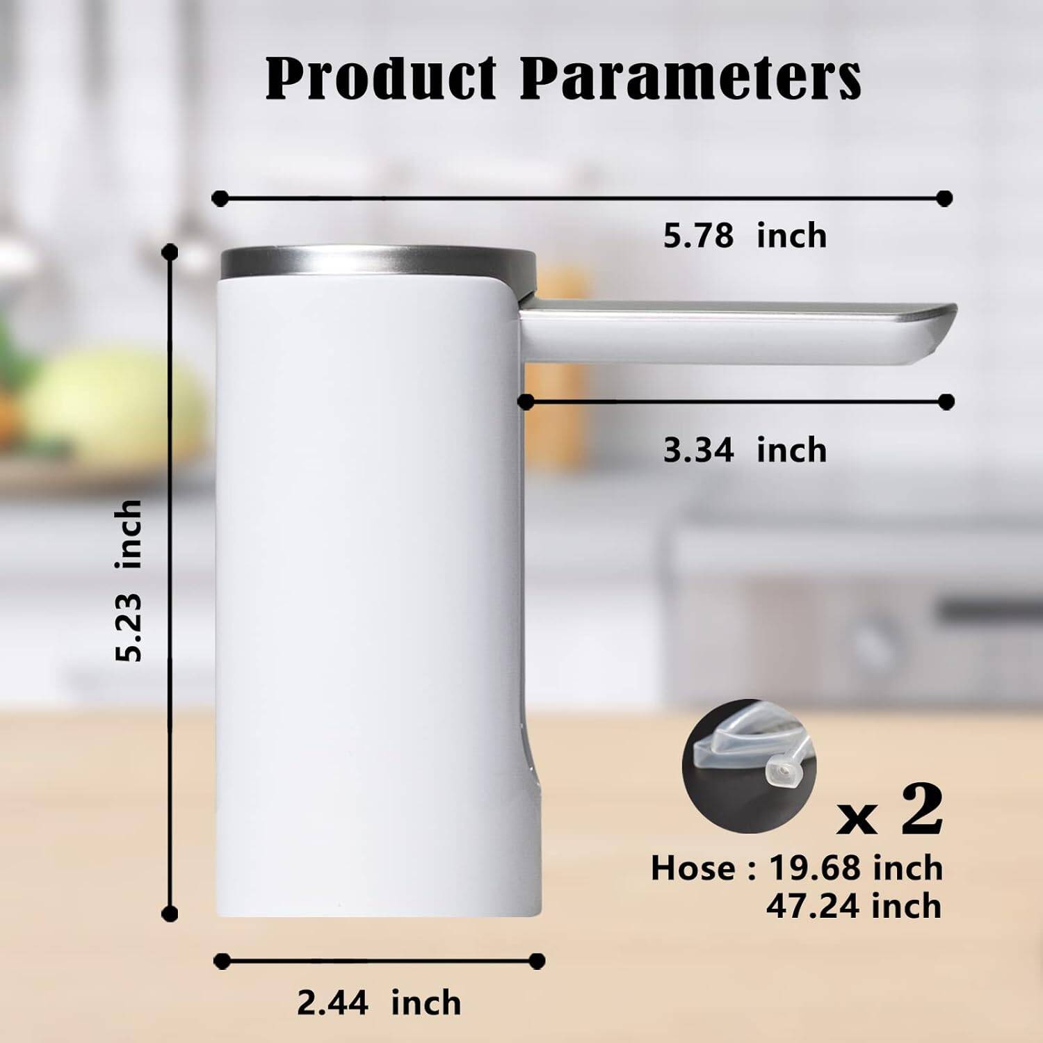 Portable Water Jug Dispenser, Detachable Automatic Drinking Water Pump for 5 Gallon Bottle, Bedside Desktop Water Dispenser