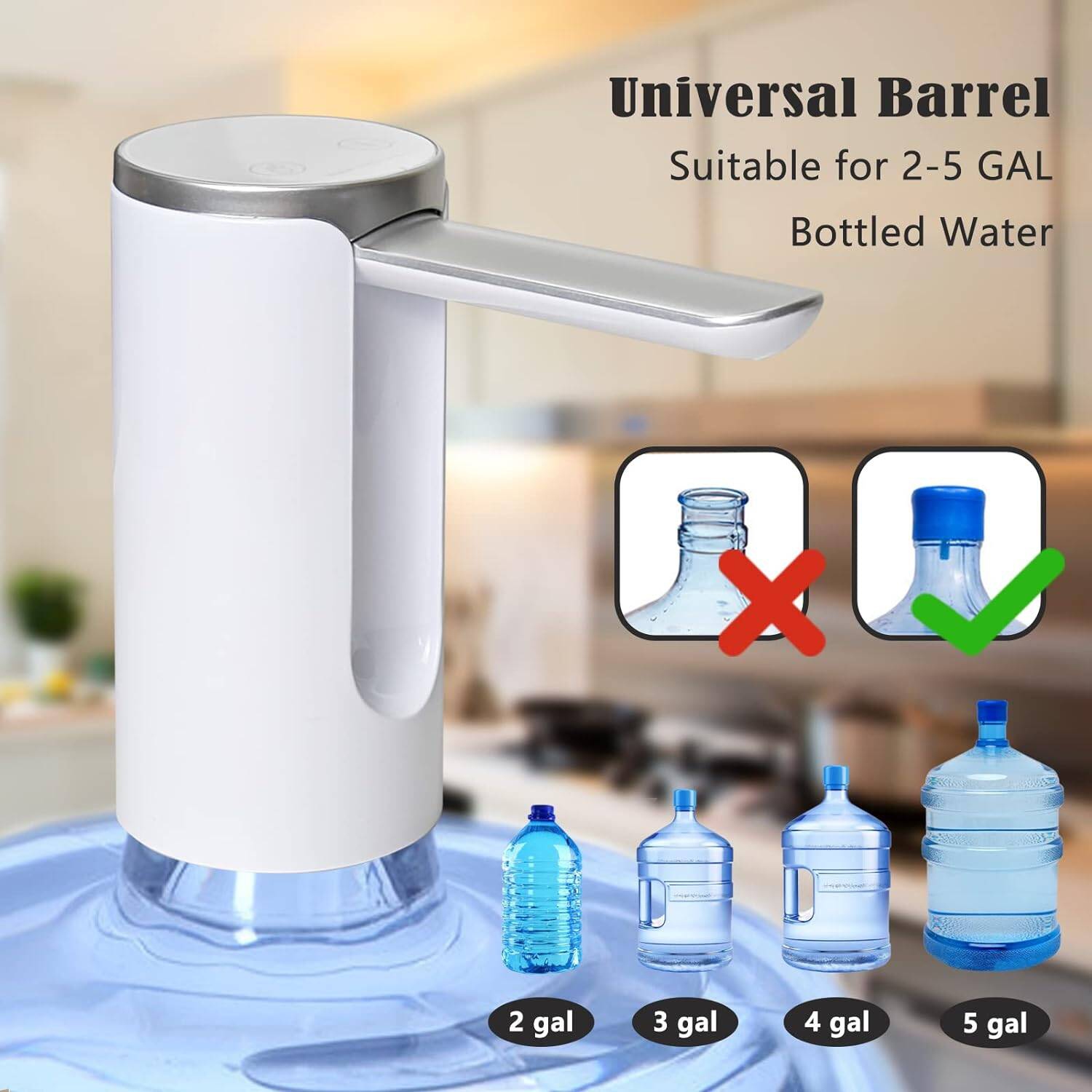 Portable Water Jug Dispenser, Detachable Automatic Drinking Water Pump for 5 Gallon Bottle, Bedside Desktop Water Dispenser