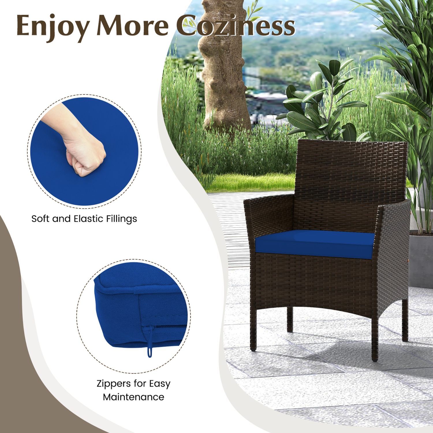 Gymax 4 PCS Patio Rattan Conversation Set Outdoor Wicker Furniture Set w/ Chair & Loveseat