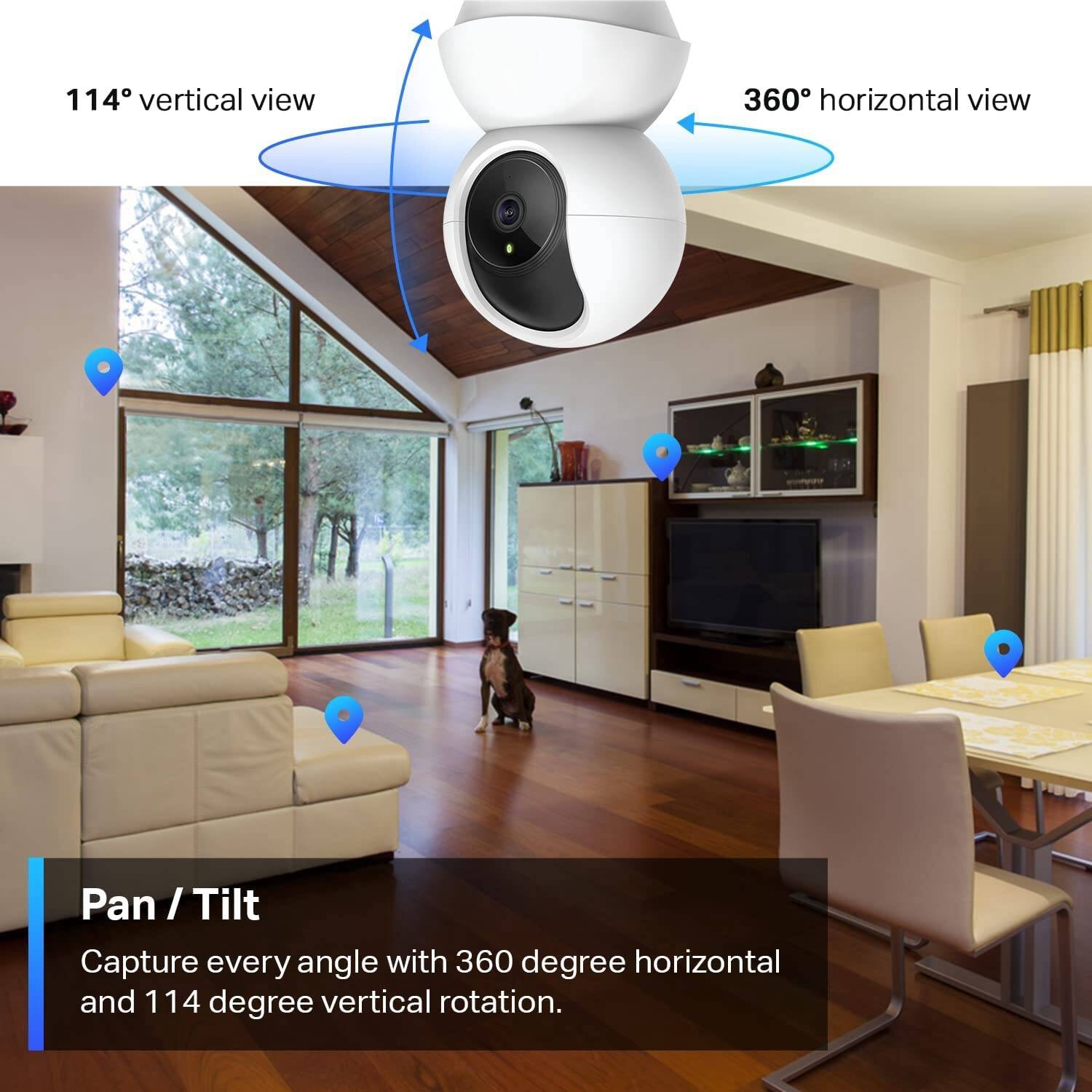 2K Pan/Tilt Indoor Security WiFi Camera, Baby & Pet Camera w/ 360° Motion Tracking, 2-Way Audio, Cloud & Local Storage Night Vision