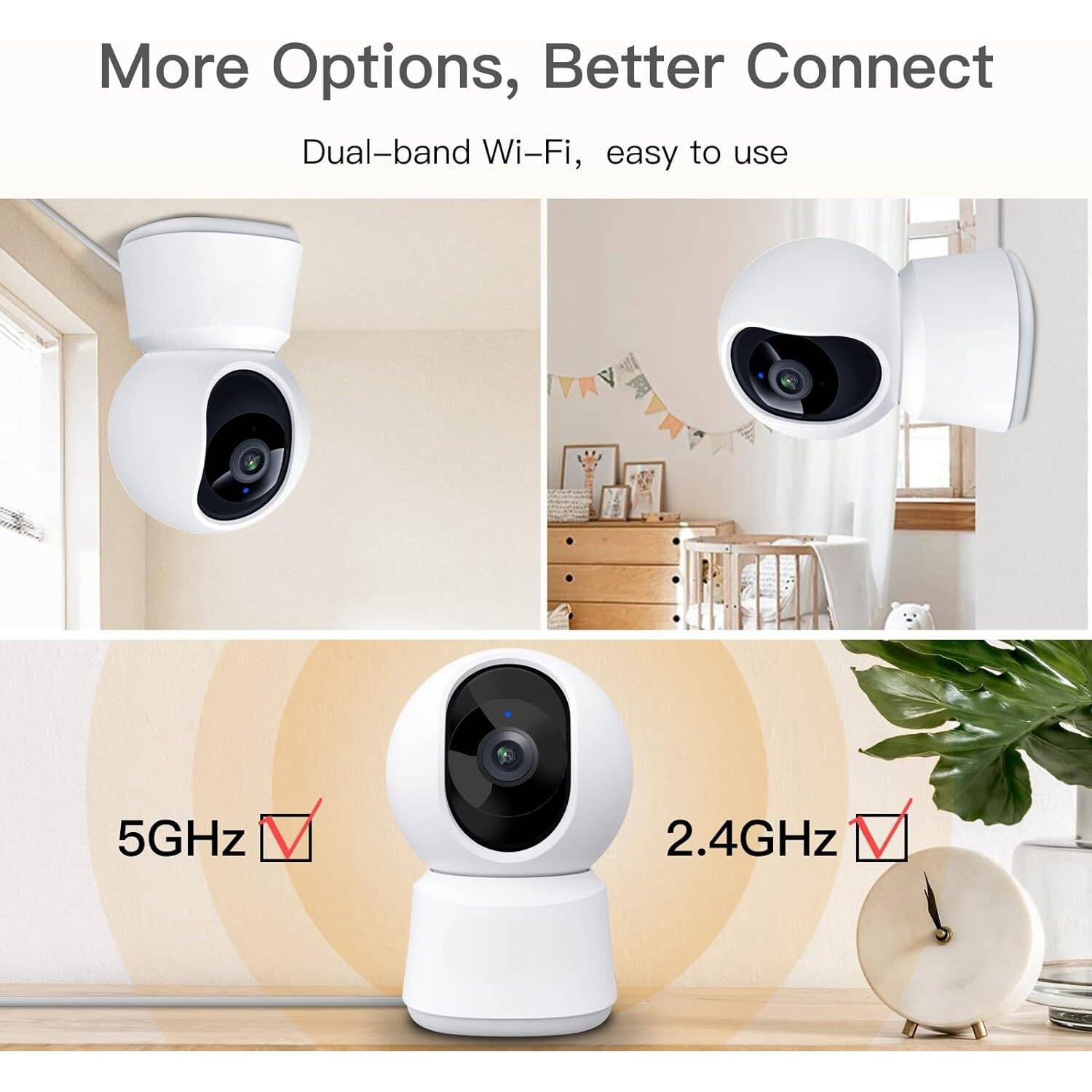 360° View 4MP Pet Camera with Phone App, 5G WiFi Indoor Security Camera, Night Vision, Baby Monitor, Two-Way Audio, Works with Alexa