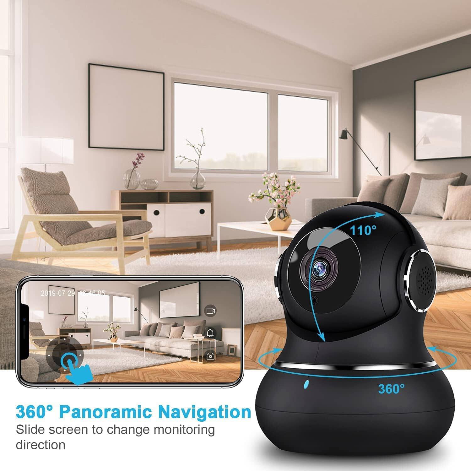 2K Pet Camera with 360° Motion Tracking, 2-Way Audio, Indoor Security Camera, IR Night Vision, WiFi Camera for Pet/Baby Monitor, Home Wireless Camera