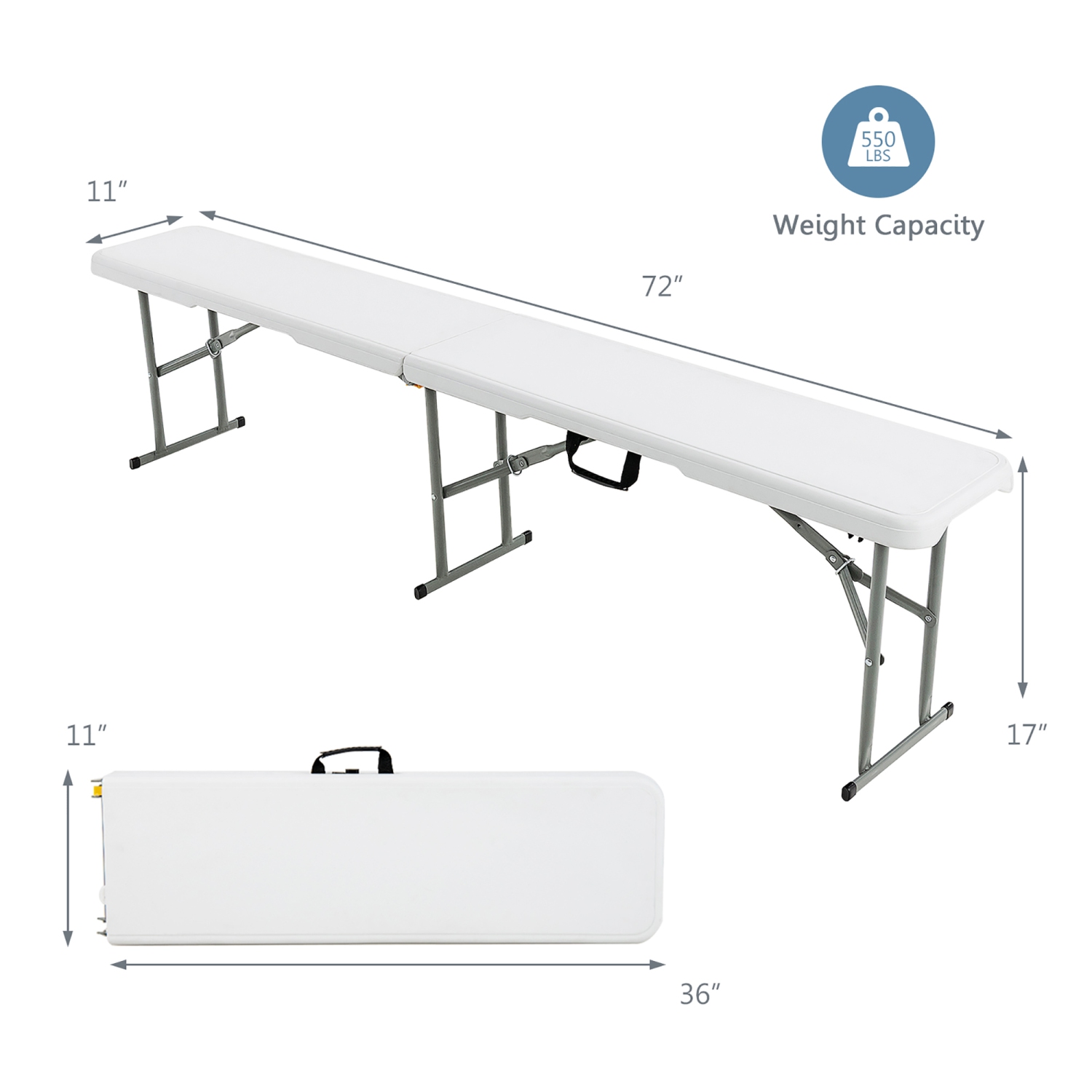 Ensemble de table de camping pliante de Costway avec table longue et 2 bancs pour pique-nique