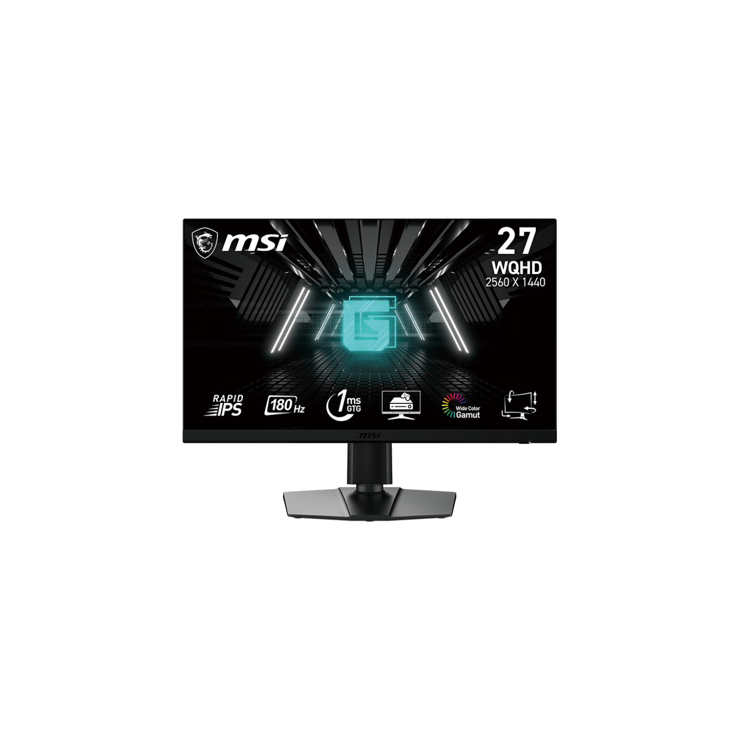 MSI 27" QHD 180Hz 1ms 16:9 Rapid IPS Tilt Swivel Height Pivot Adjustment Flat Gaming Monitor, G272QPF E2