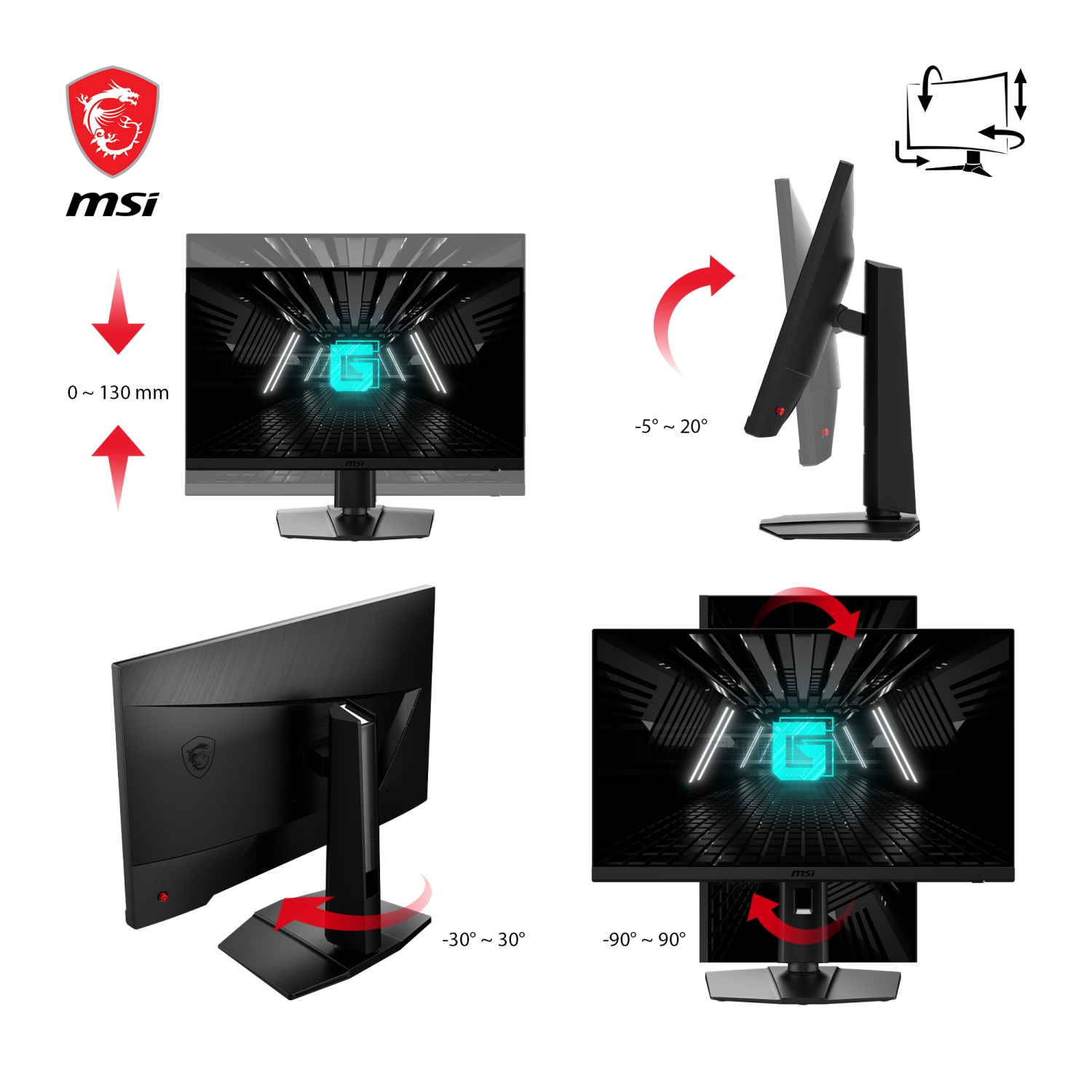 MSI 27" QHD 180Hz 1ms 16:9 Rapid IPS Tilt Swivel Height Pivot Adjustment Flat Gaming Monitor, G272QPF E2