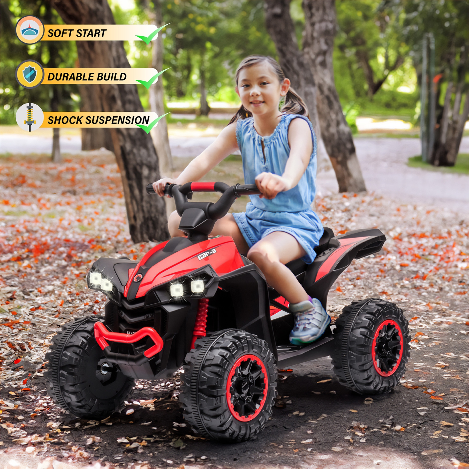 Voltz Toys ATV Ride-On Toy Car for Kids, 12V Off-Road Battery Powered Electric Truck with LED Lights, High/Low Speeds, MP3 Player