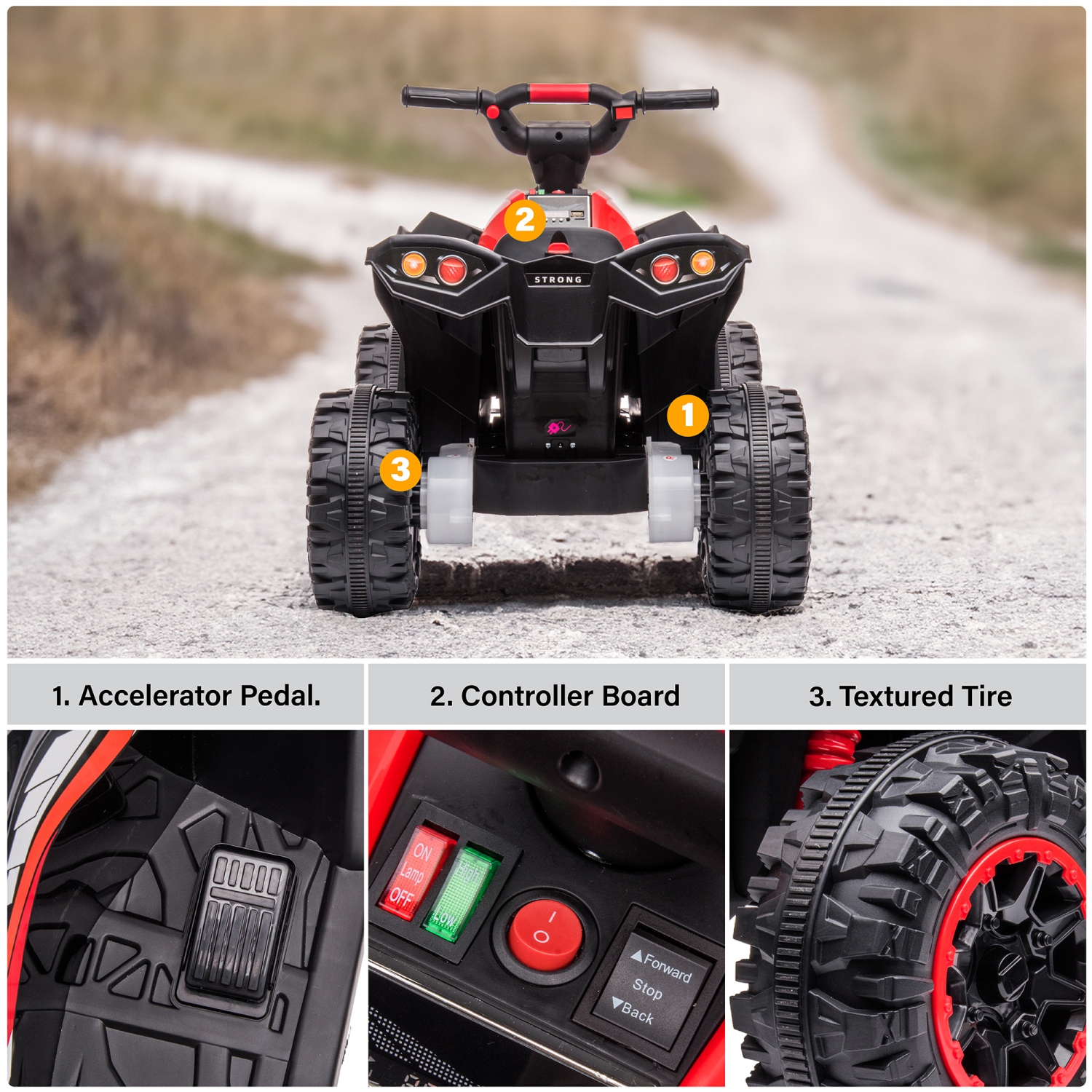 Voltz Toys ATV Ride-On Toy Car for Kids, 12V Off-Road Battery Powered Electric Truck with LED Lights, High/Low Speeds, MP3 Player