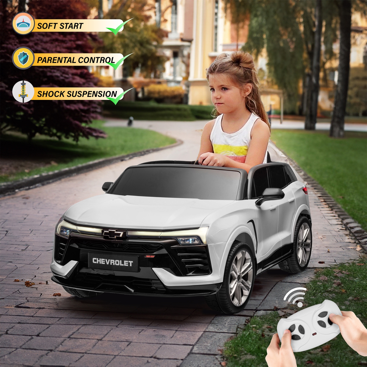 Voltz Toys Ride-on Car for Kids, 24V Chevrolet Blazer Truck for Kids 3-8 Years, Battery Powered Electric Car for Kids with Remote Control, Open