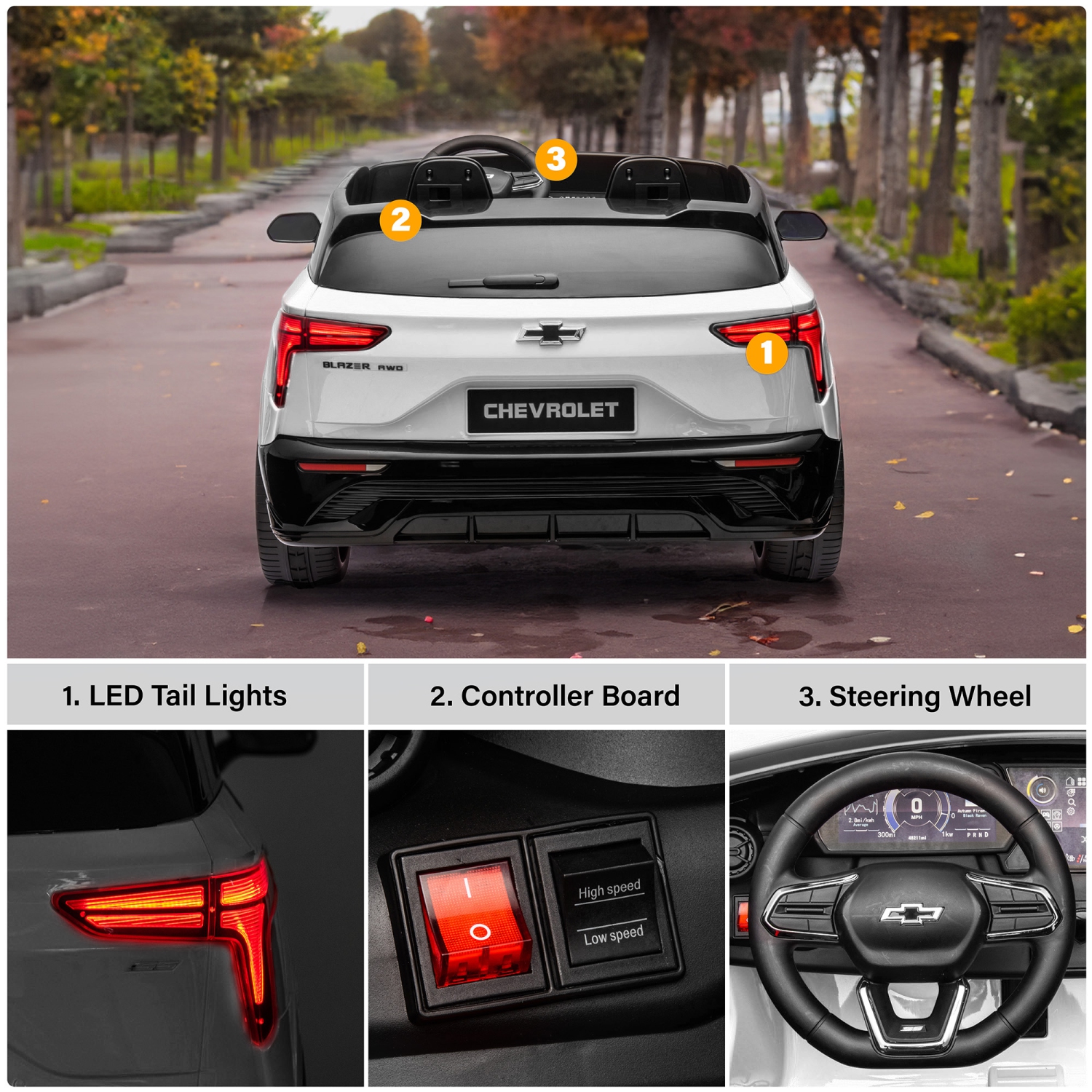 Voltz Toys Ride-on Car for Kids, 24V Chevrolet Blazer Truck for Kids 3-8 Years, Battery Powered Electric Car for Kids with Remote Control, Open