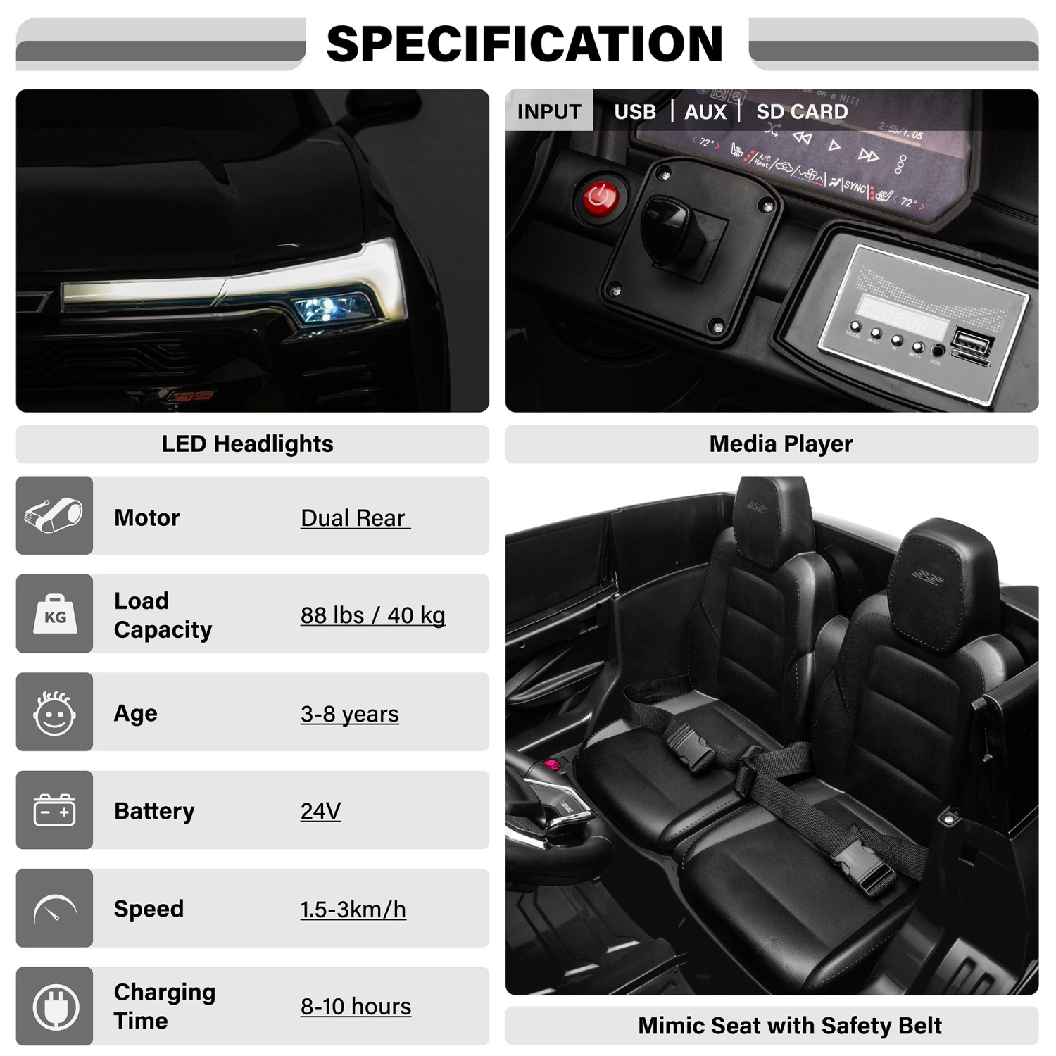 Voltz Toys Ride-on Car for Kids, 24V Chevrolet Blazer Truck for Kids 3-8 Years, Battery Powered Electric Car for Kids with Remote Control, Open