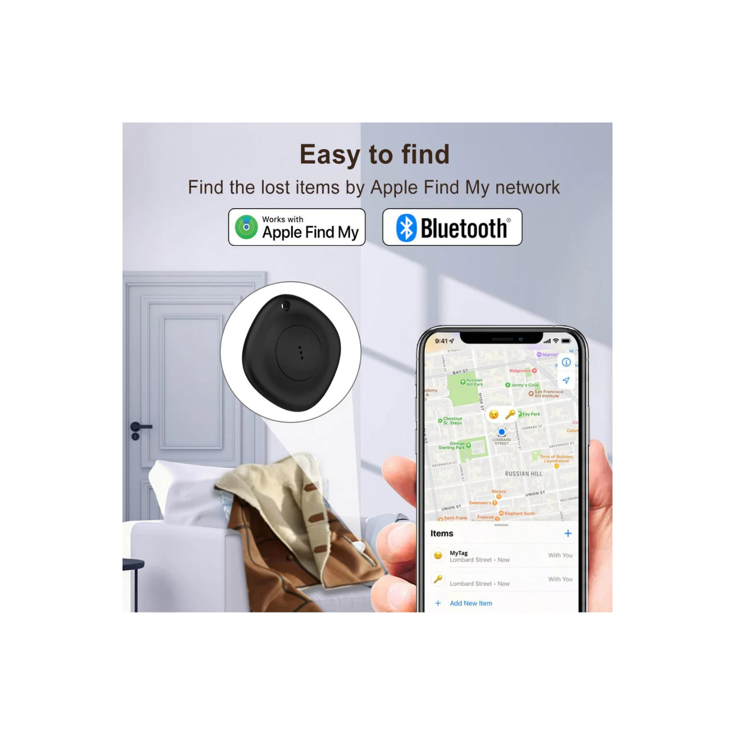 BlackboxMyCar Star Tags, keychain GPS Tracker, works with Apple Find My Integration & Bluetooth, works Online and Offline, with Privacy and Location