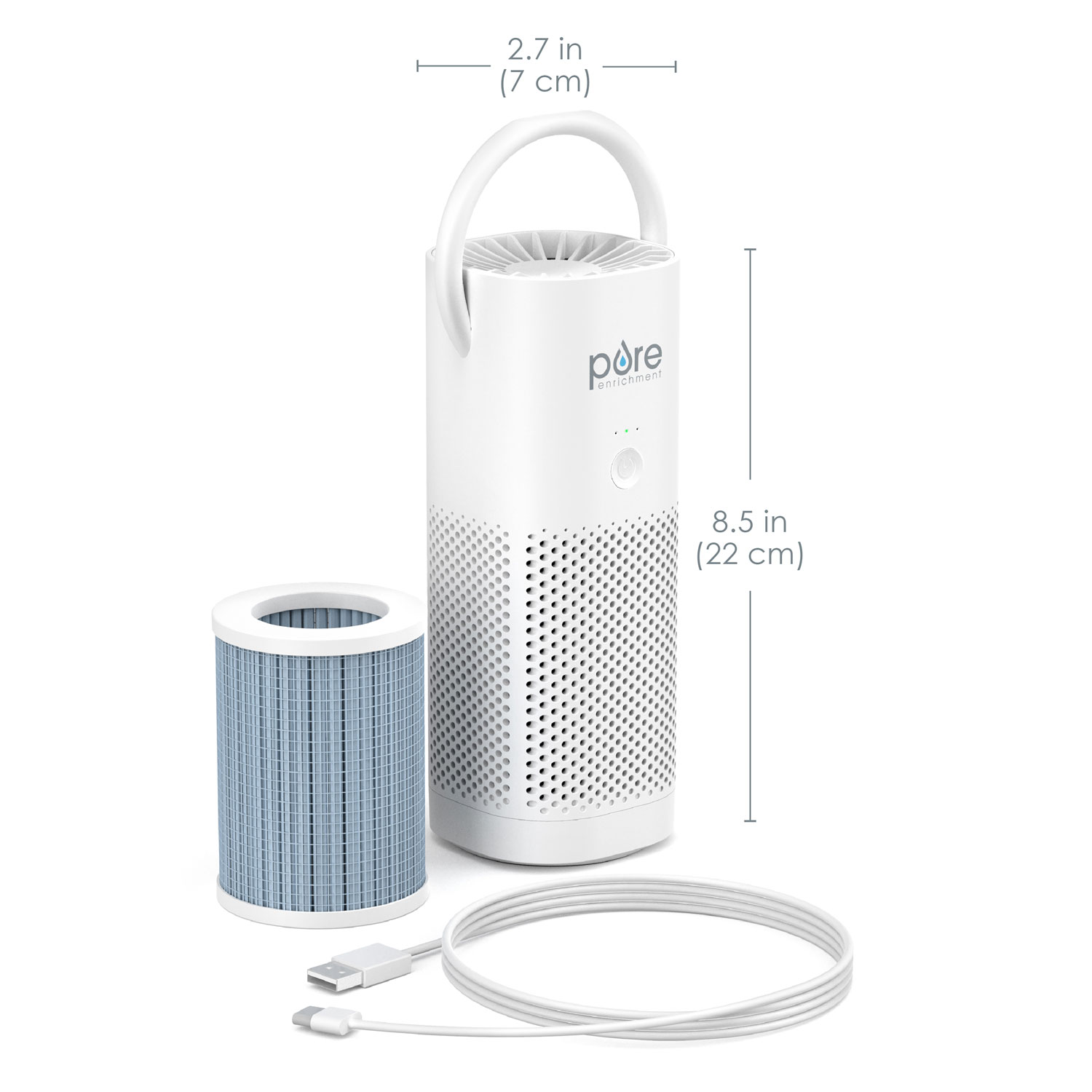 Pure Enrichment PureZone Portable Air Purifier with HEPA Filter - White