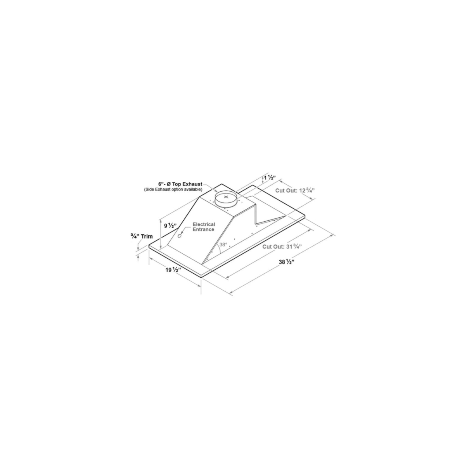 Victory 36 Inch 600 CFM Flush Ceiling Mount Range Hood in Stainless Steel