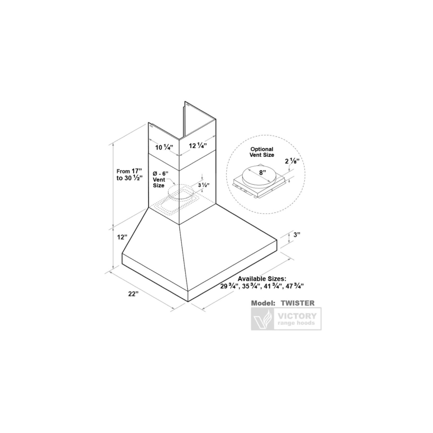 Victory 30 Inch 750 CFM Wall Mount Range Hood in Stainless Steel