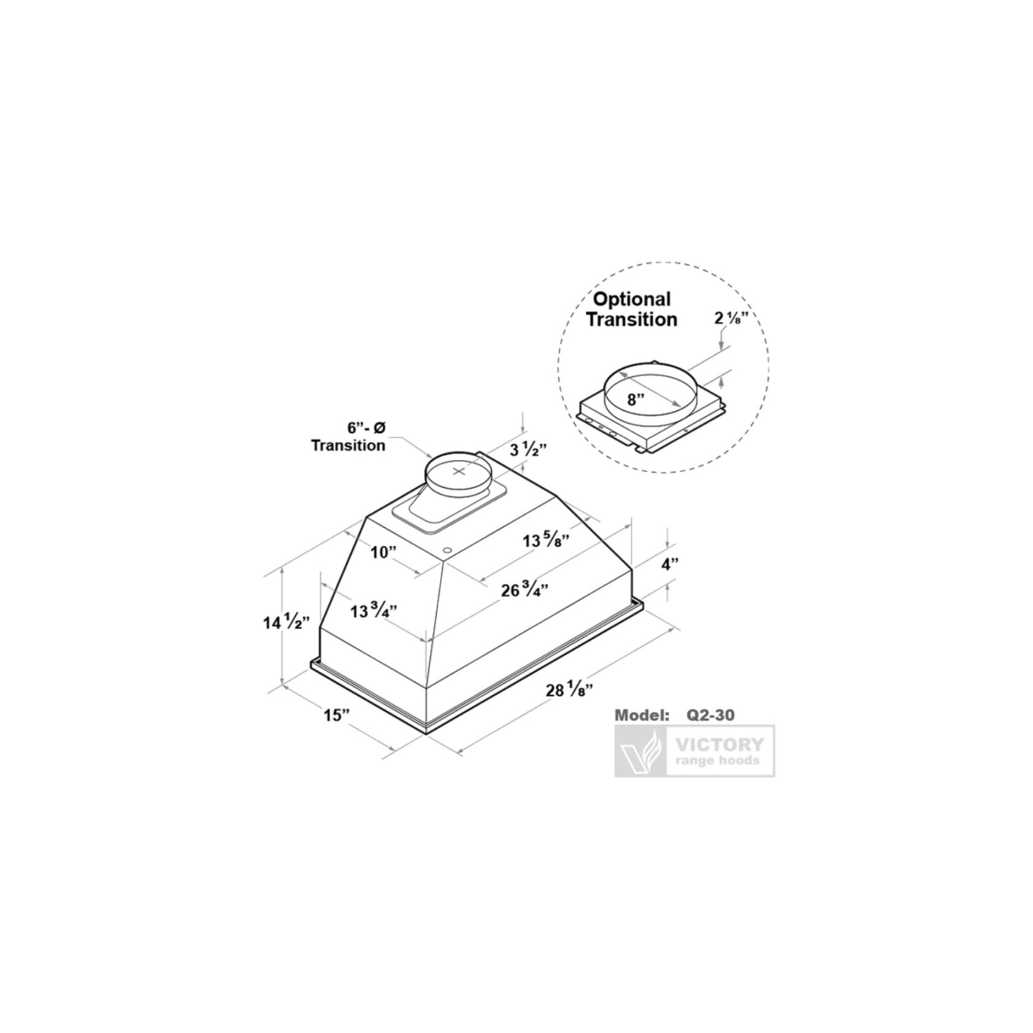 Victory 30 Inch 700 CFM Insert Range Hood in Stainless Steel