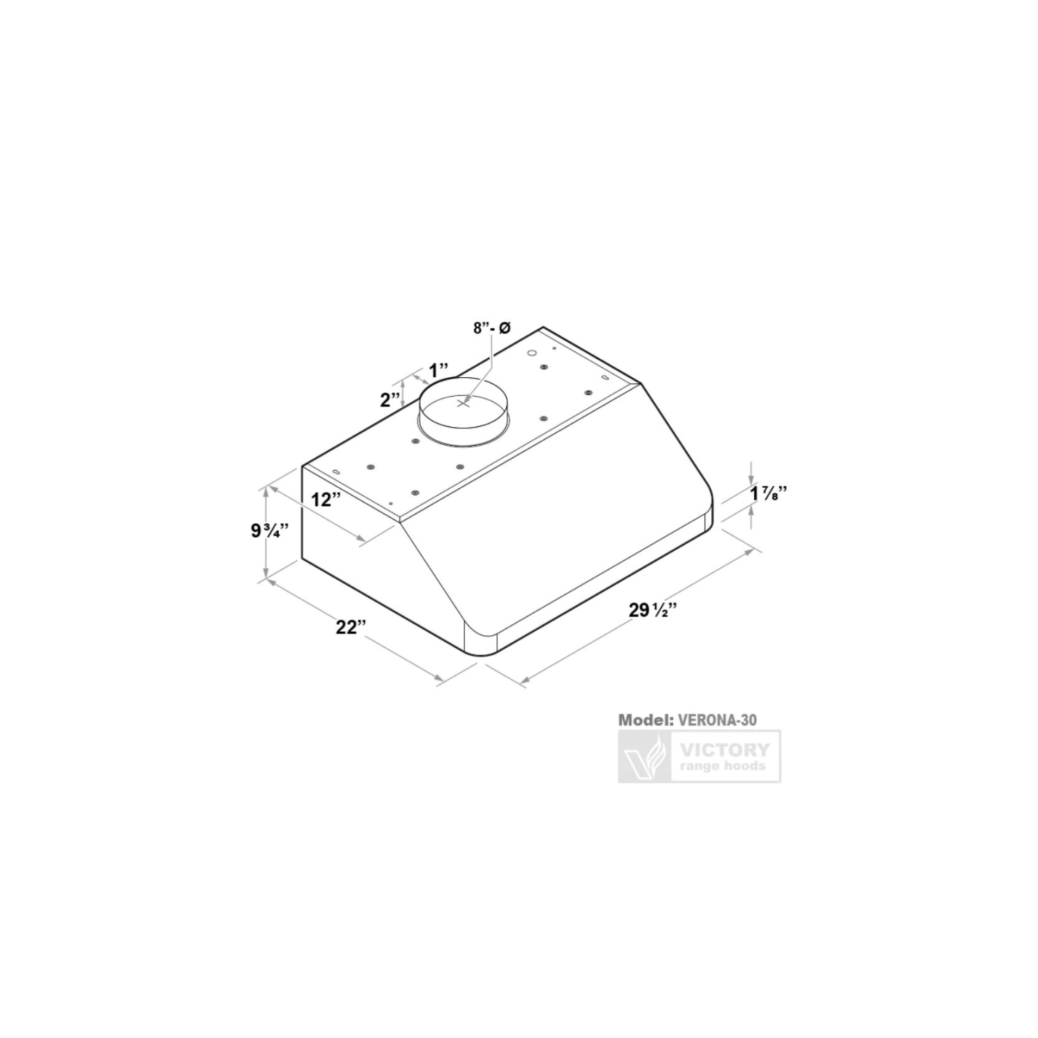 Victory 30 Inch 900 CFM Under Cabinet Range Hood in Stainless Steel