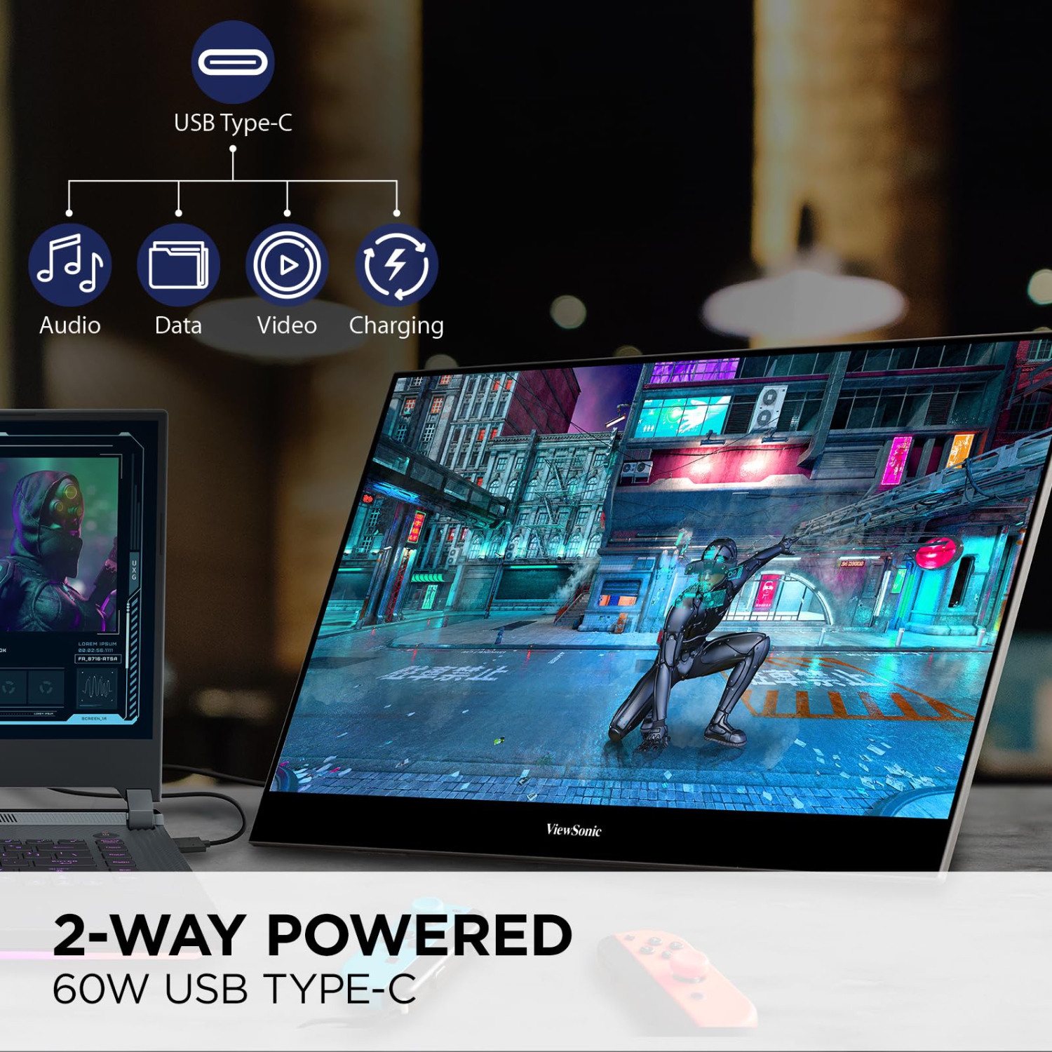 ViewSonic VX1655-4K-OLED 15.6" UHD OLED Portable Monitor with 60W USB C and Mini HDMI