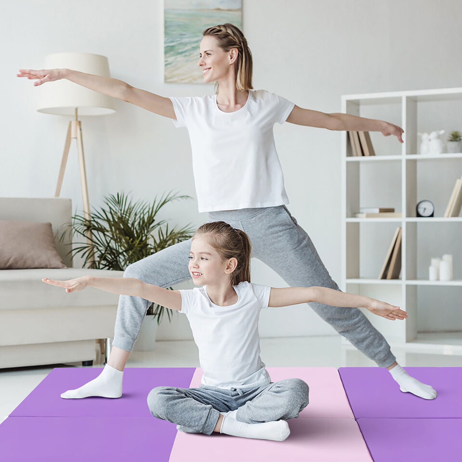 Gymax Tri-Fold Folding Exercise Mat 6 ft x 2 ft Portable Gymnastics Tumbling Yoga