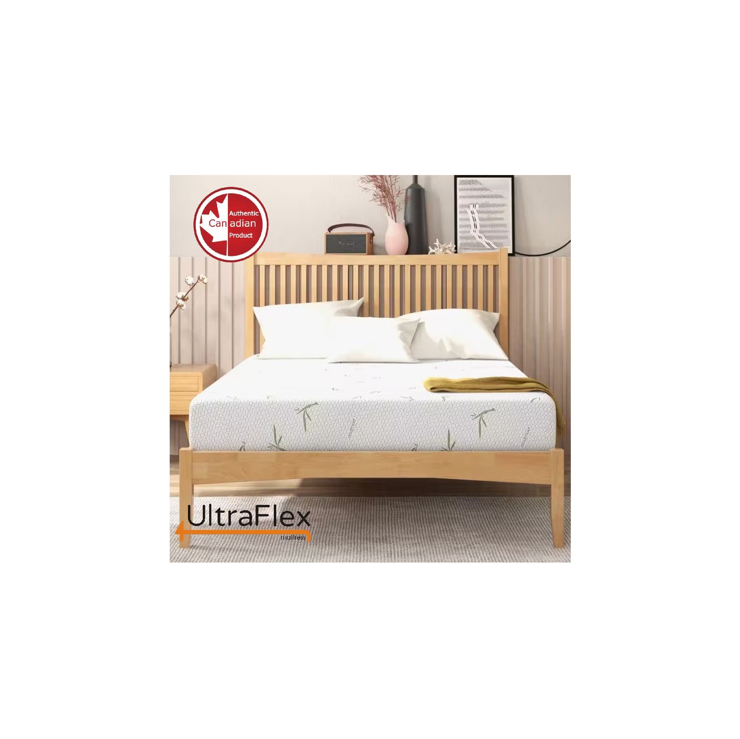 UltraFlex EasySleep - SET OF TWO Canadian-Made Medium Firm Reversible/Flippable Comfort With Pressure Relief, Cooling Technology, Bamboo Cover,