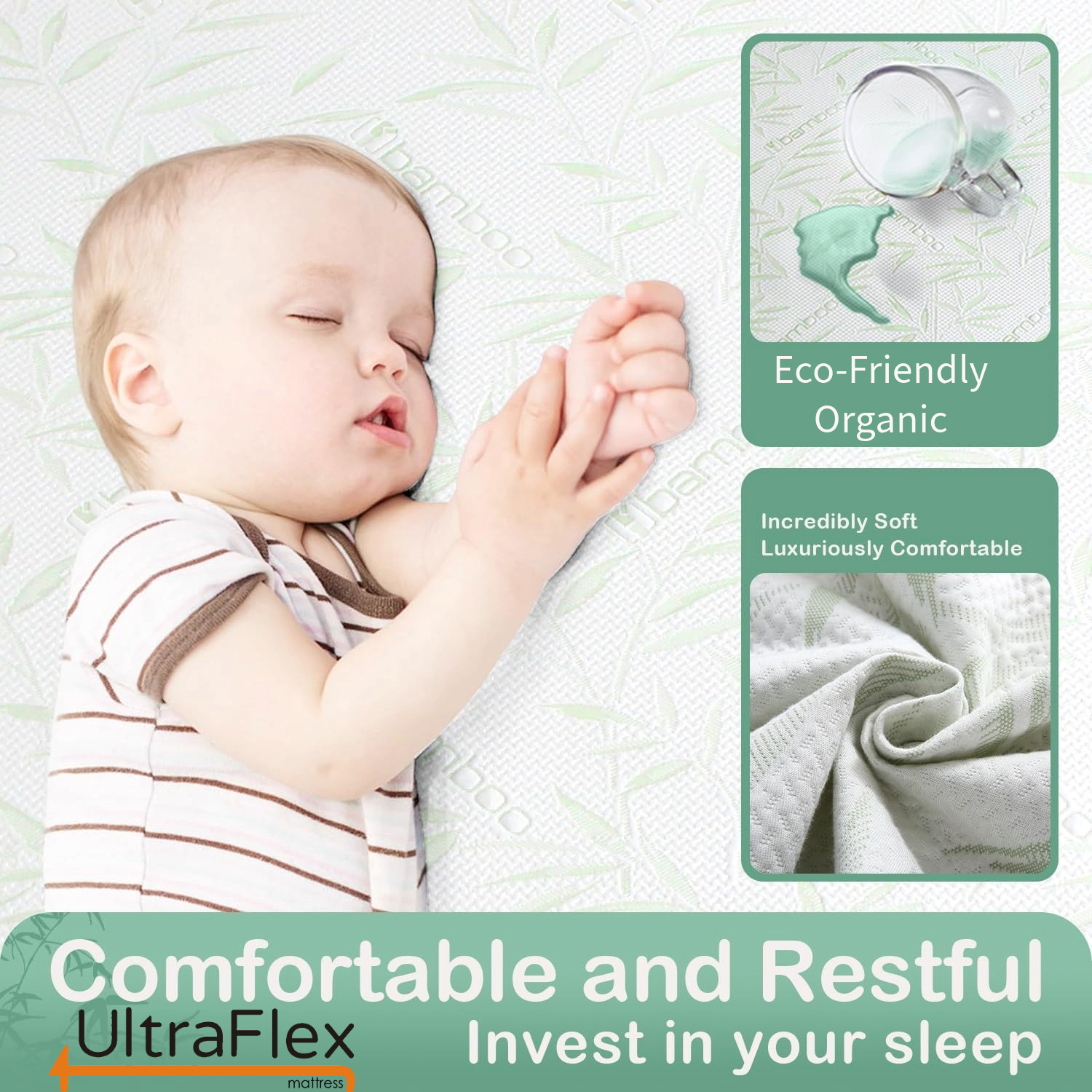 UltraFlex EasySleep - SET OF TWO Canadian-Made Medium Firm Reversible/Flippable Comfort With Pressure Relief, Cooling Technology, Bamboo Cover,