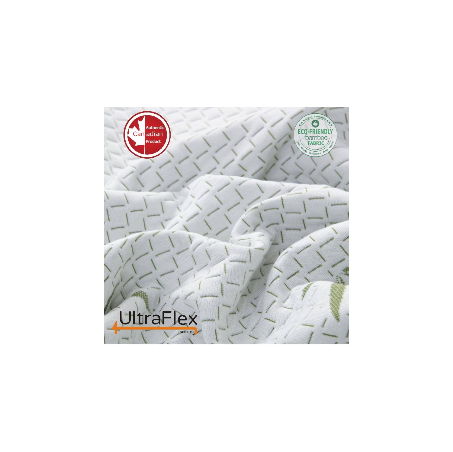 UltraFlex EasySleep - SET OF TWO Canadian-Made Medium Firm Reversible/Flippable Comfort With Pressure Relief, Cooling Technology, Bamboo Cover,
