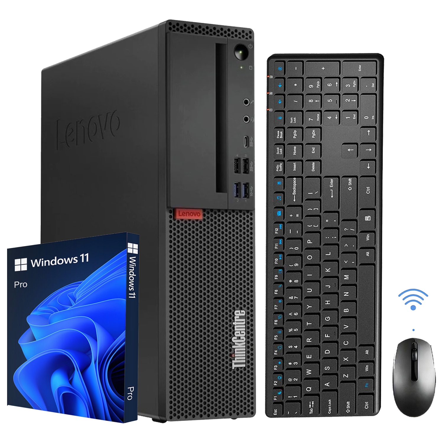 Refurbished (Good) - Lenovo Computer ThinkCentre SFF Windows 11 Pro Business Desktop PC - Intel Hexa-Core i5 8th Gen - 32GB DDR4 RAM - 2TB SSD - Wireless keyboard Mouse